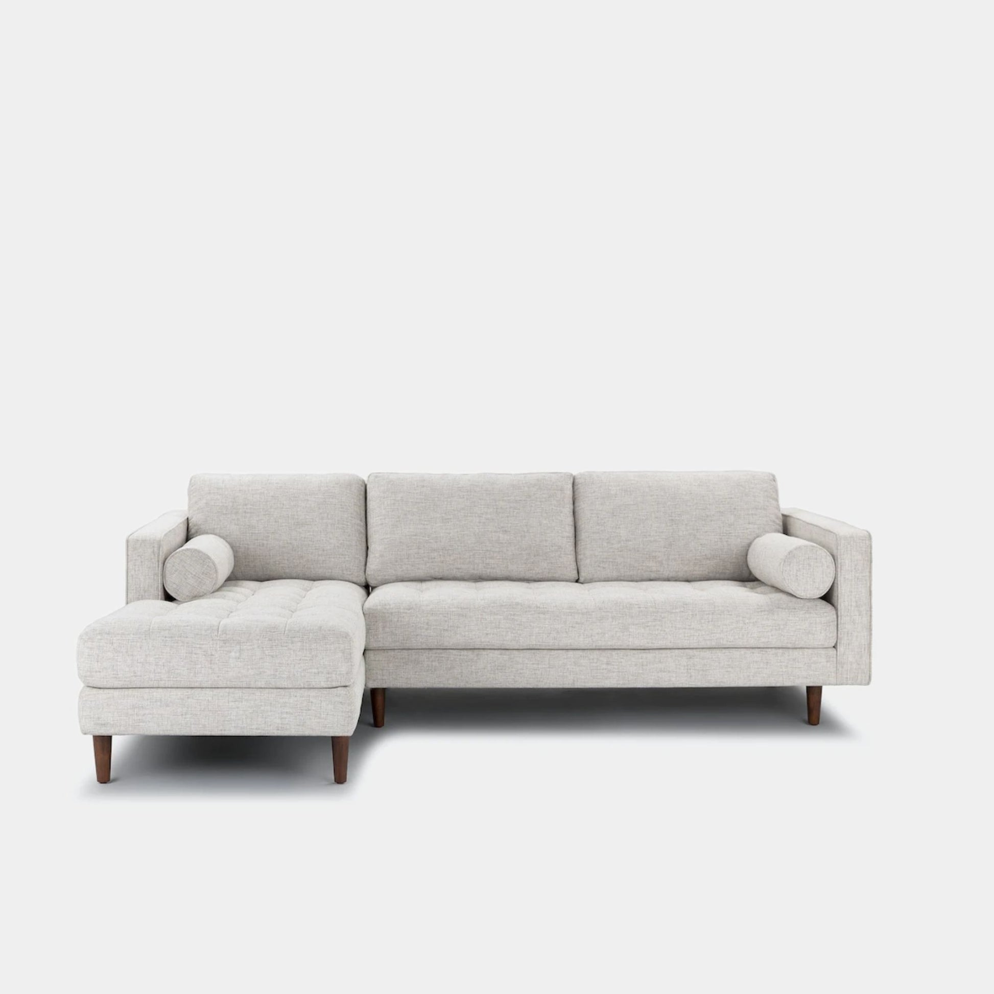 Castle fabric sectional sofa left white