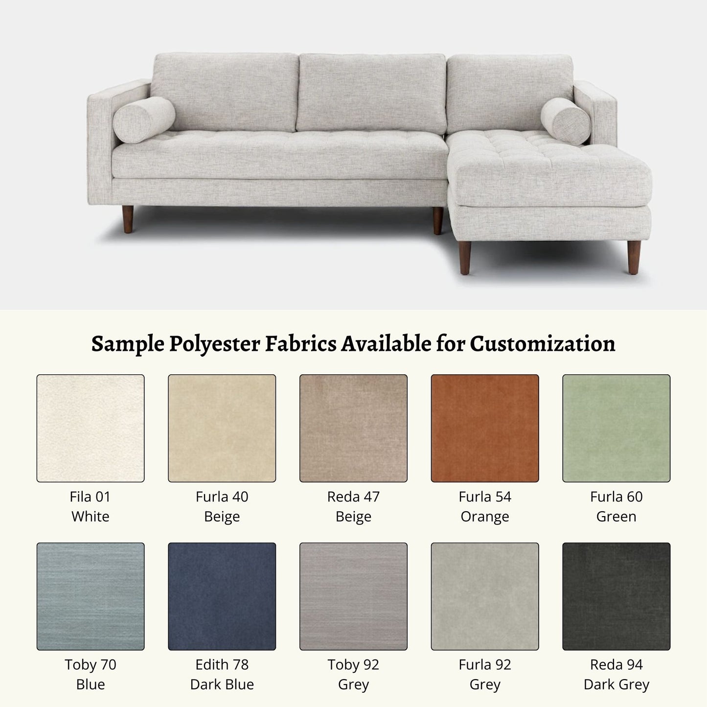 Castle fabric sectional sofa right white