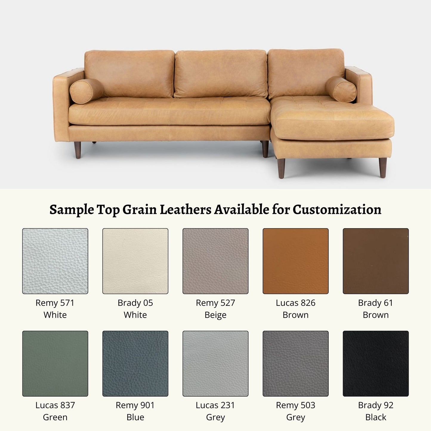 Castle leather sectional sofa right brown