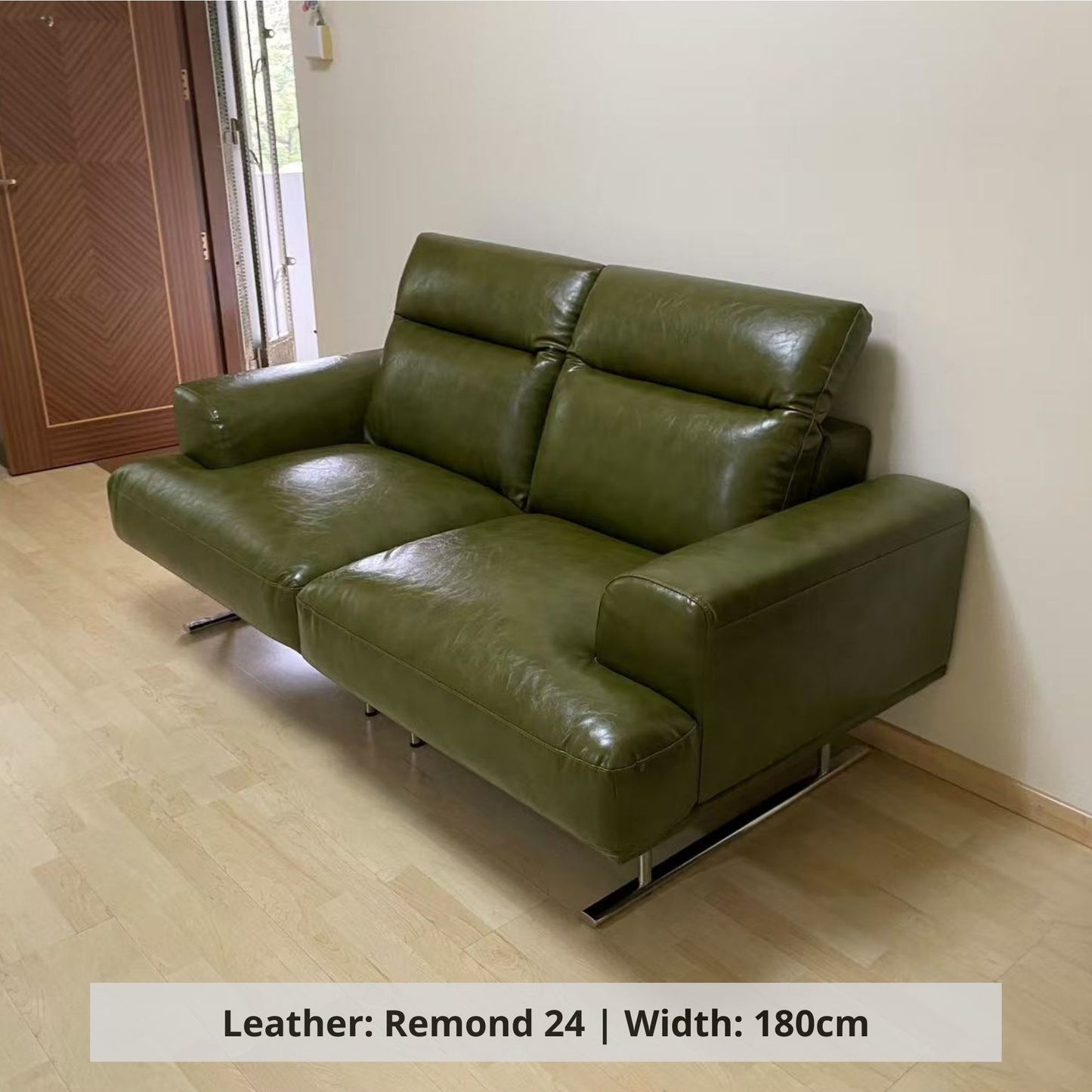 Charles 2 seater green glossy faux leather sample (Other)