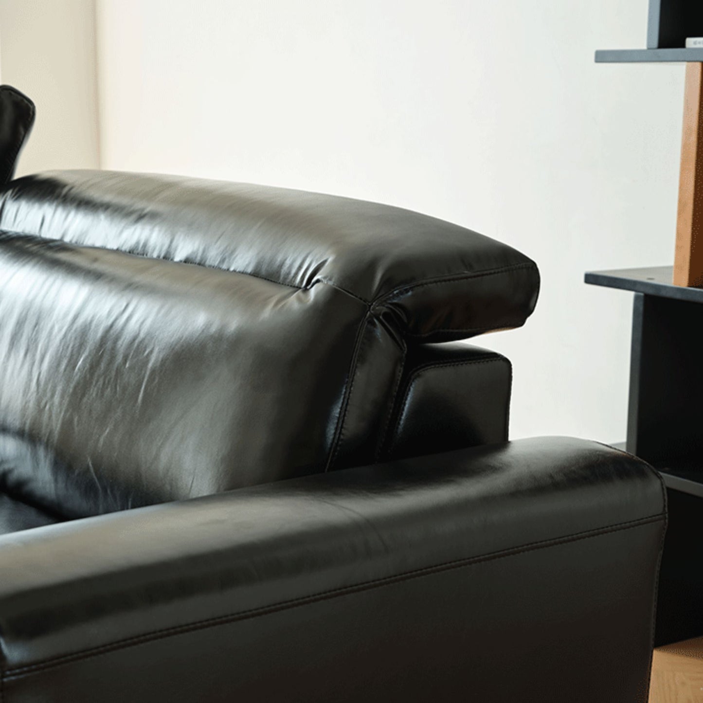 Charles faux leather sofa black
