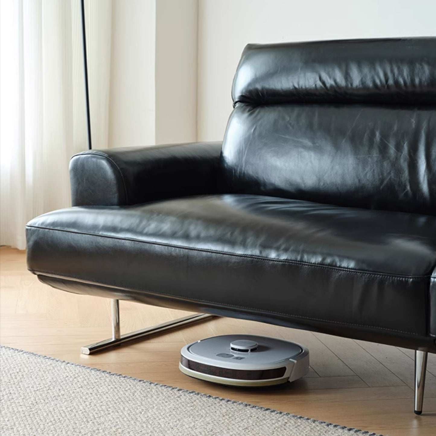 Charles faux leather sofa black