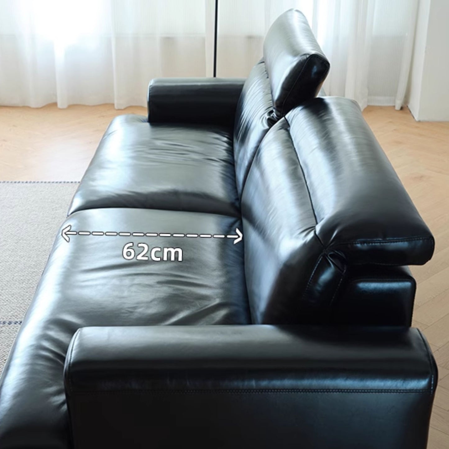 Charles faux leather sofa black