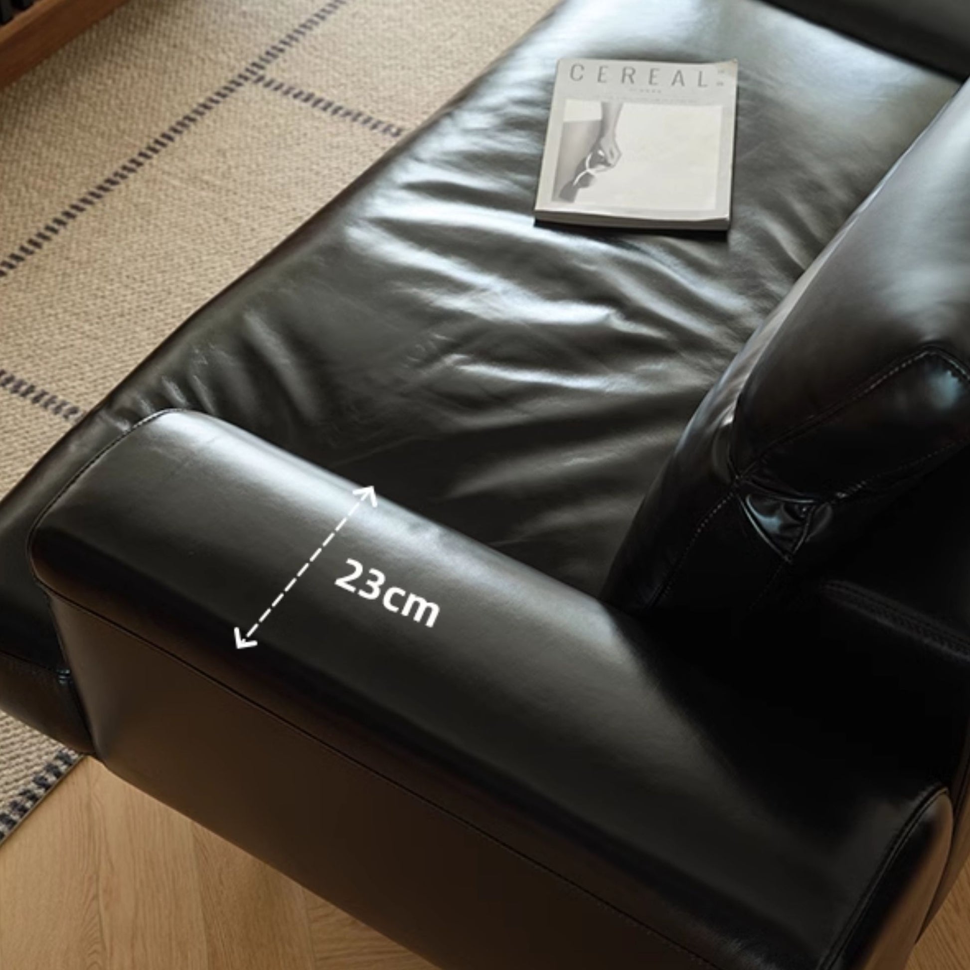Charles half leather sofa black