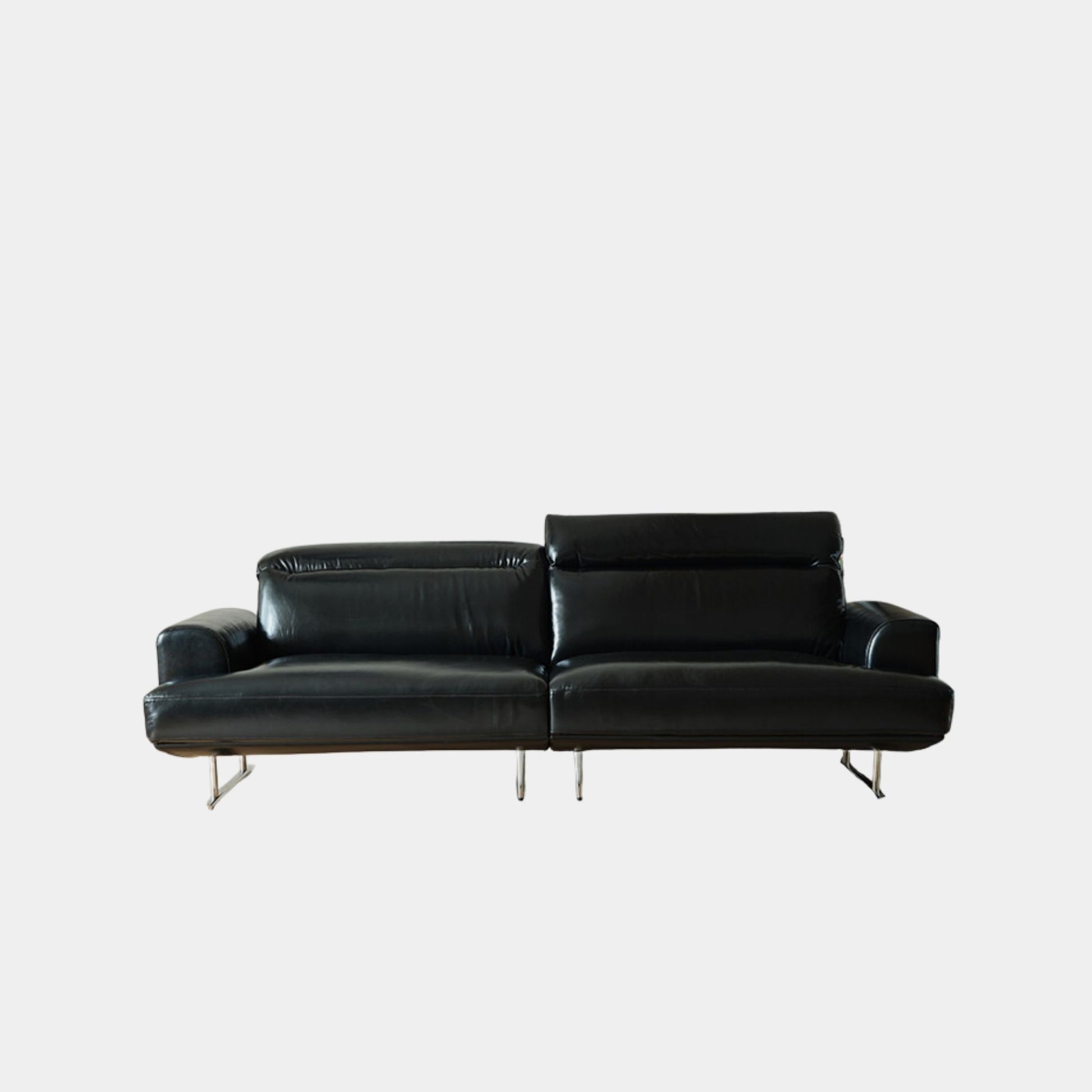 Charles half leather sofa black