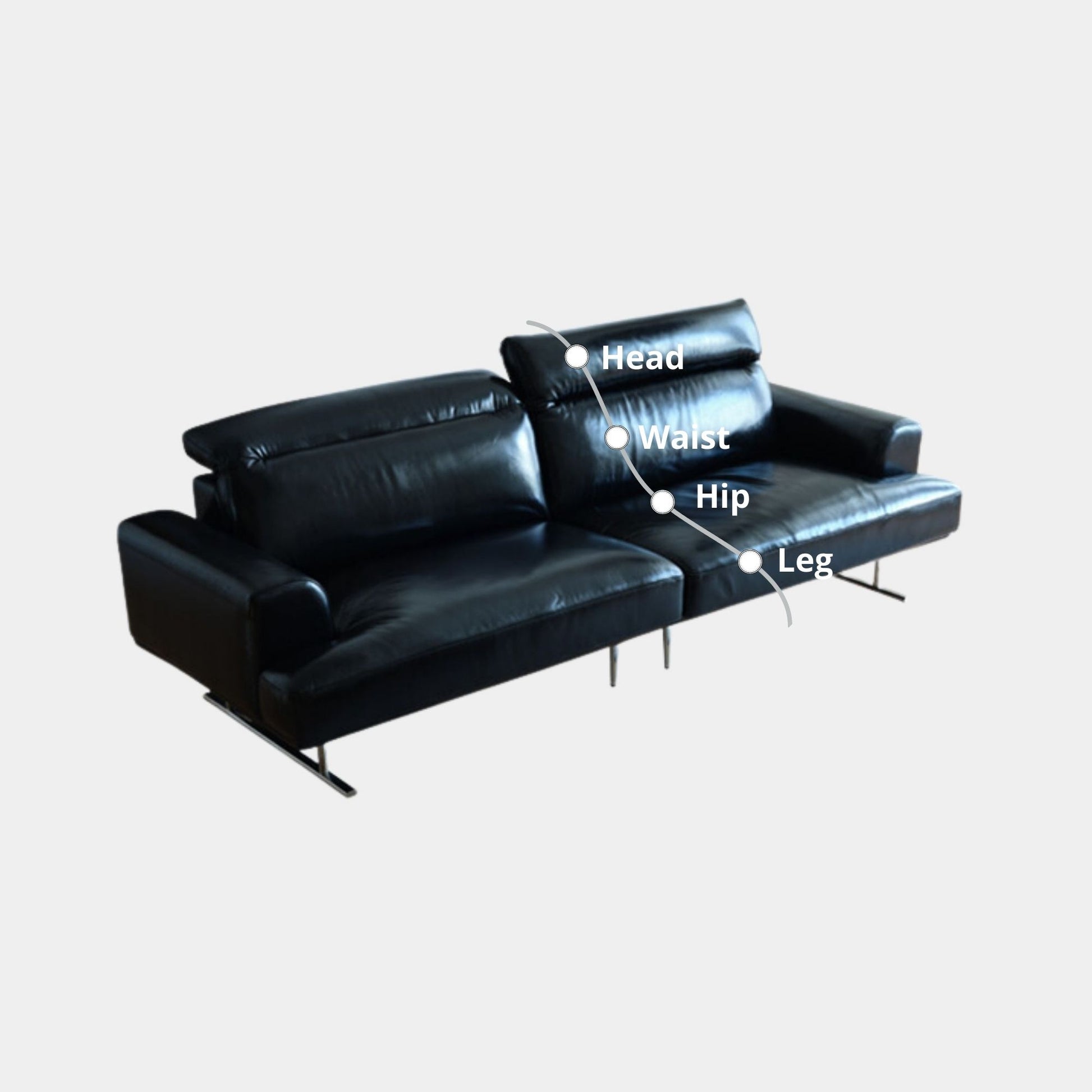 Charles half leather sofa black