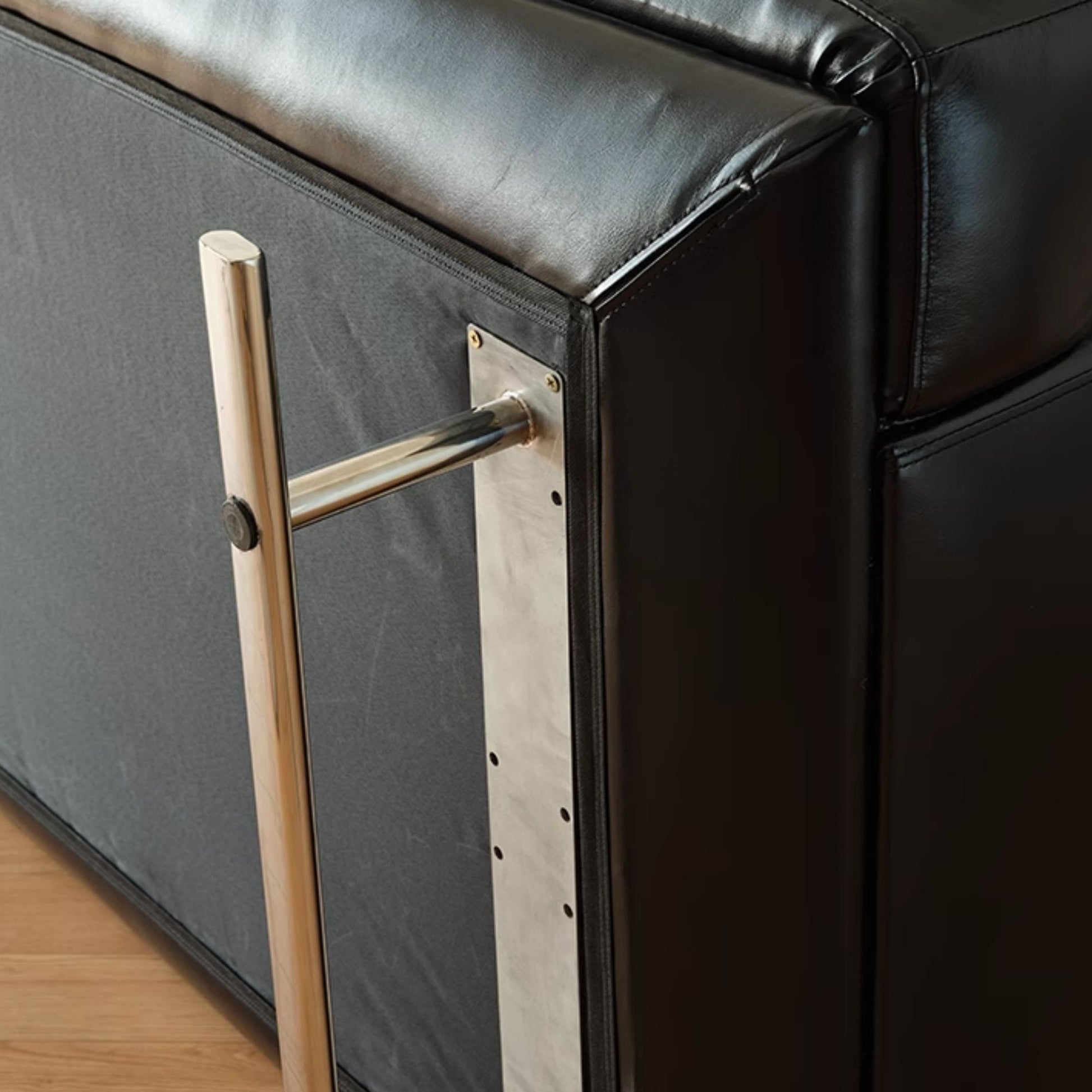 Charles half leather sofa black