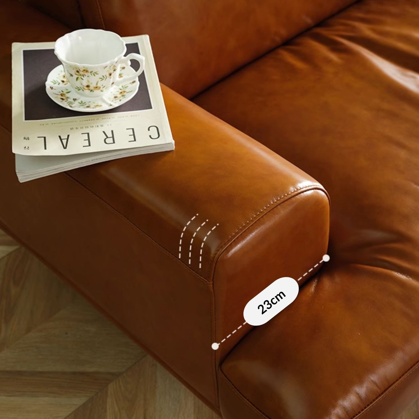 Charles faux leather sofa brown
