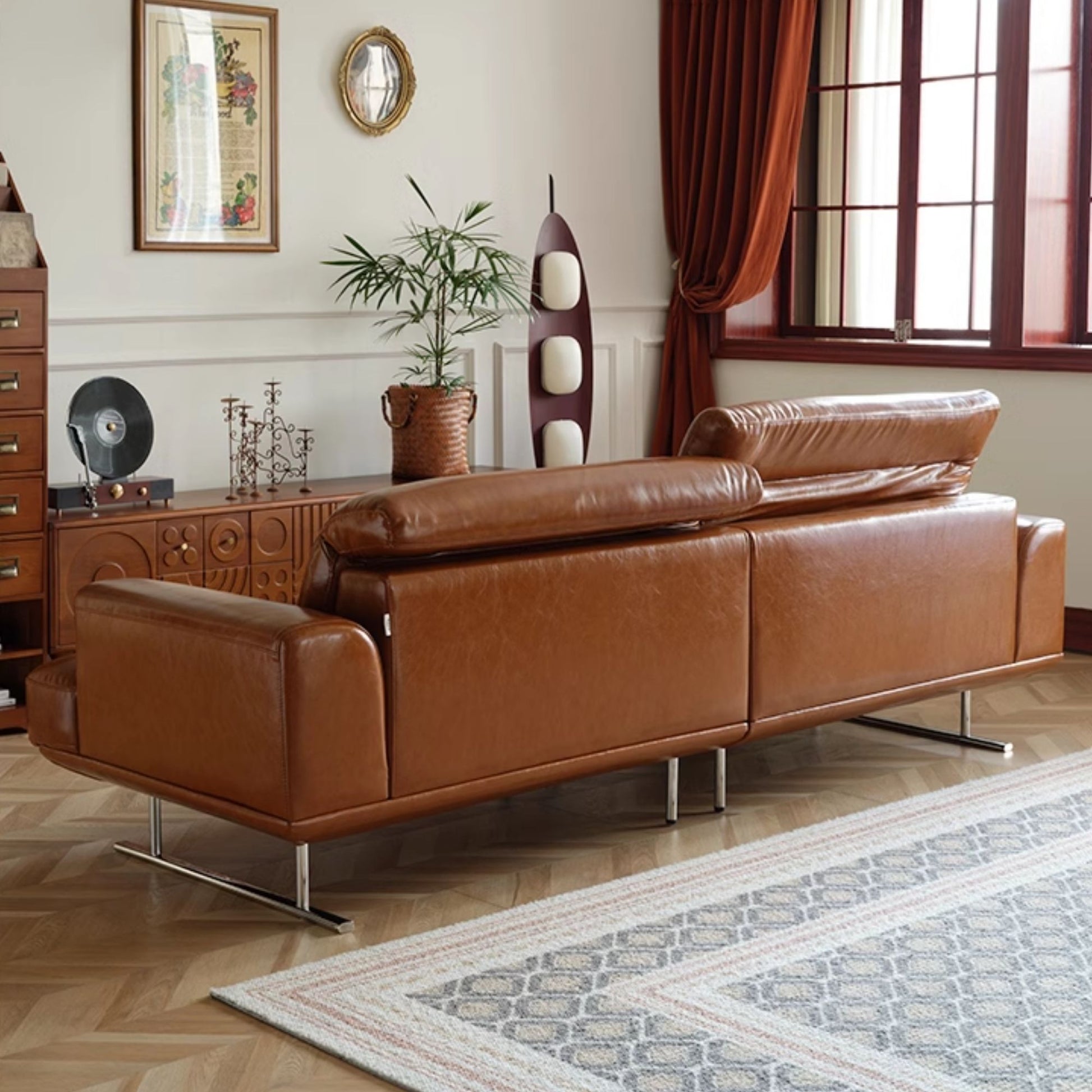 Charles faux leather sofa brown