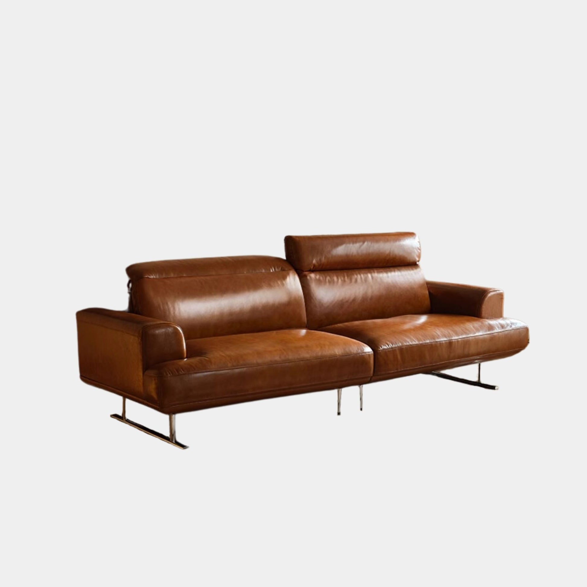 Charles faux leather sofa brown