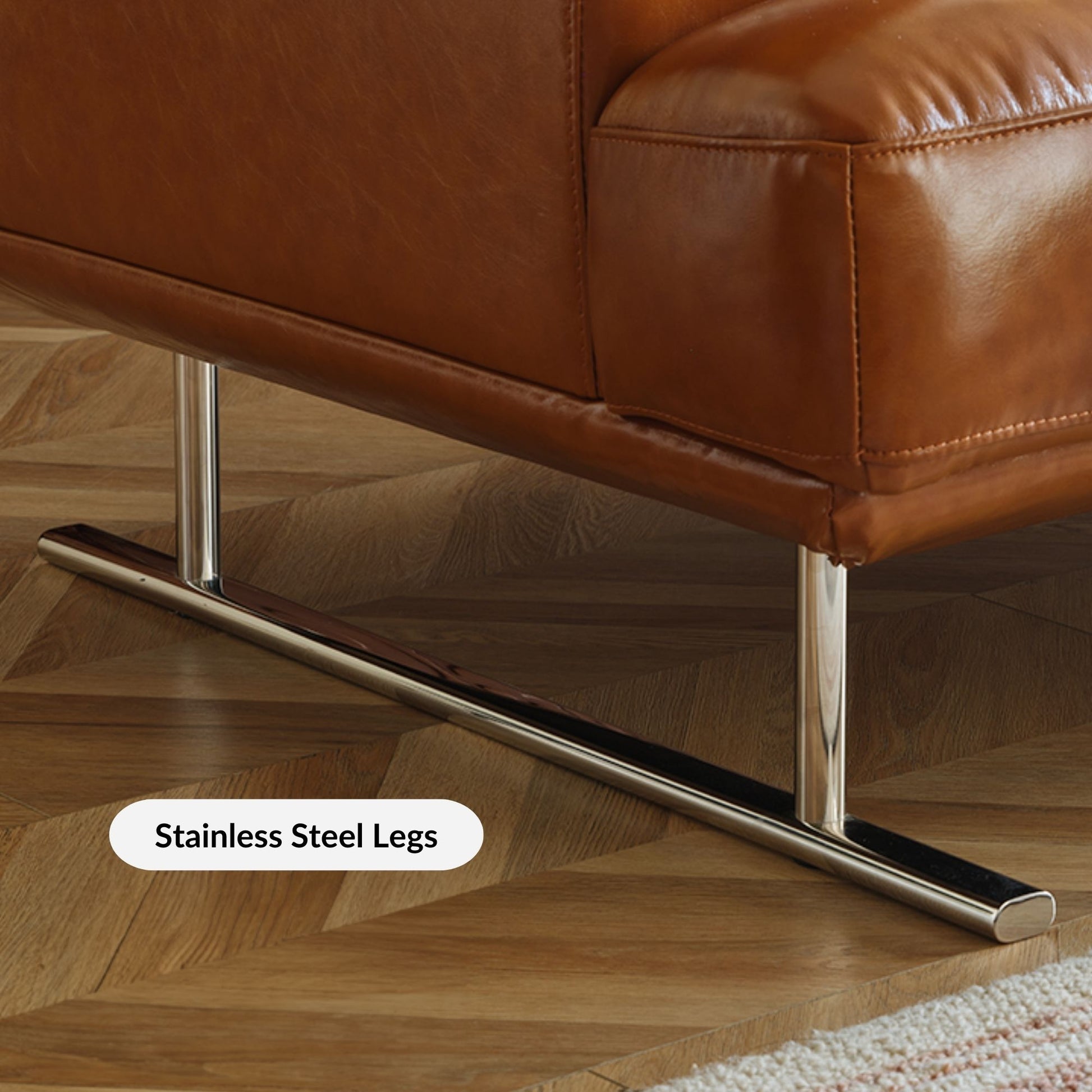 Charles faux leather sofa brown