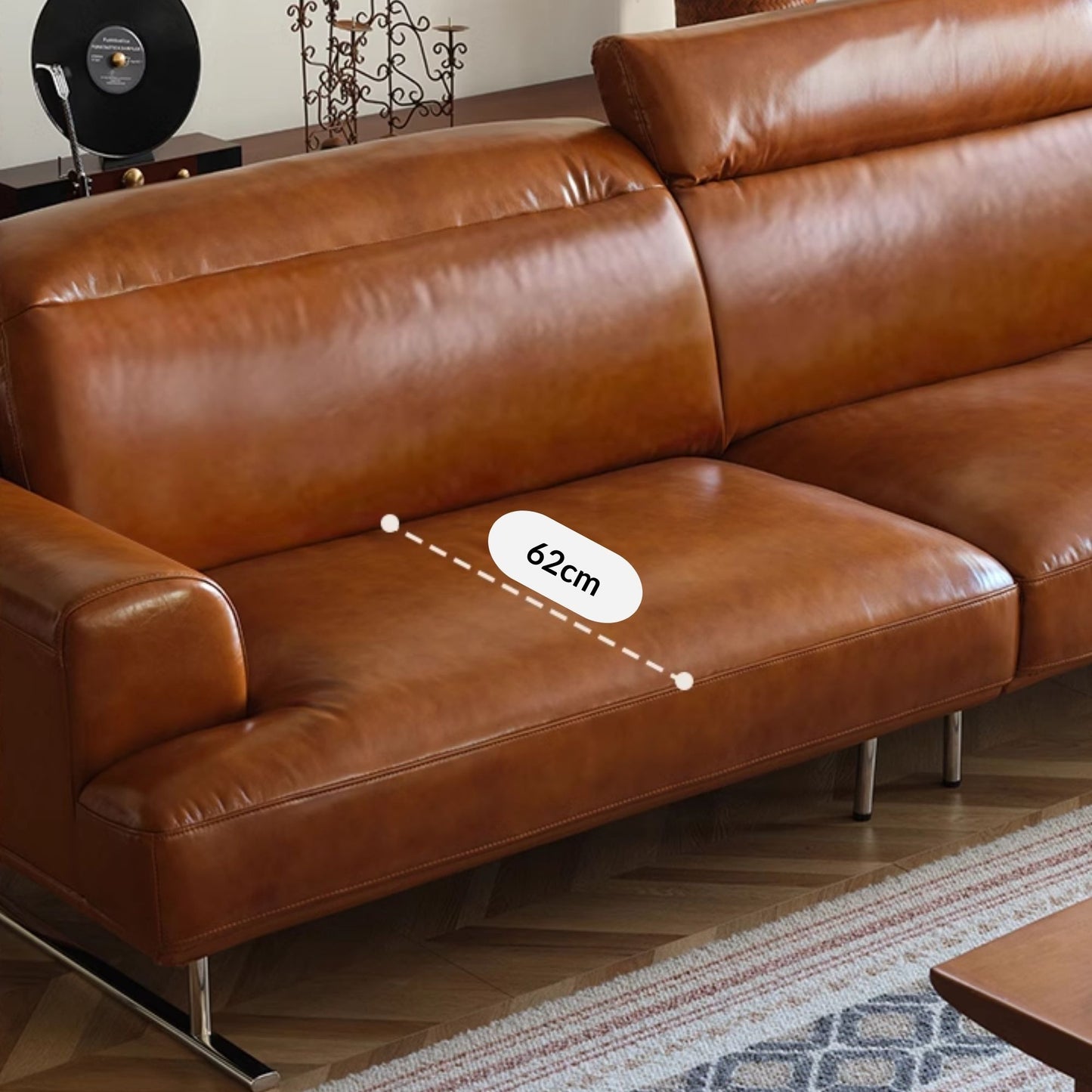 Charles faux leather sofa brown