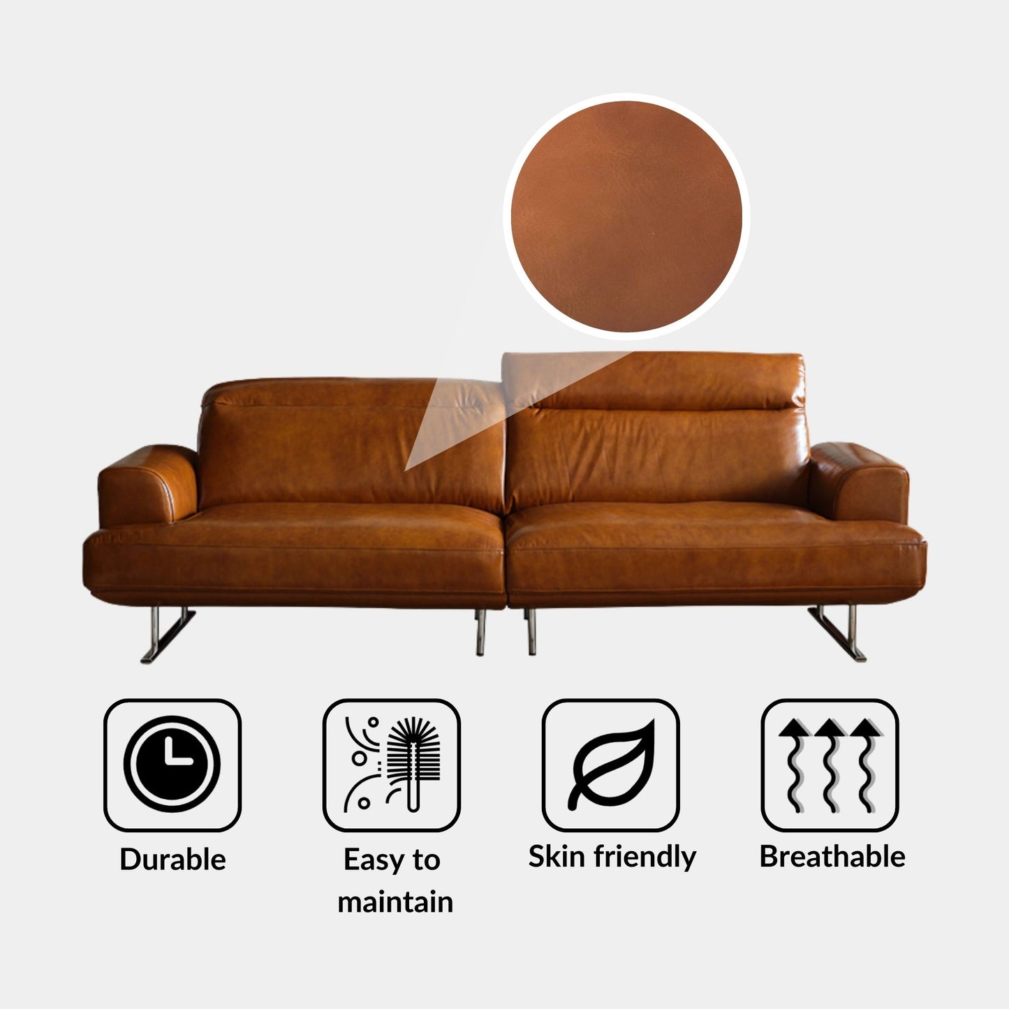 Charles half leather sofa brown