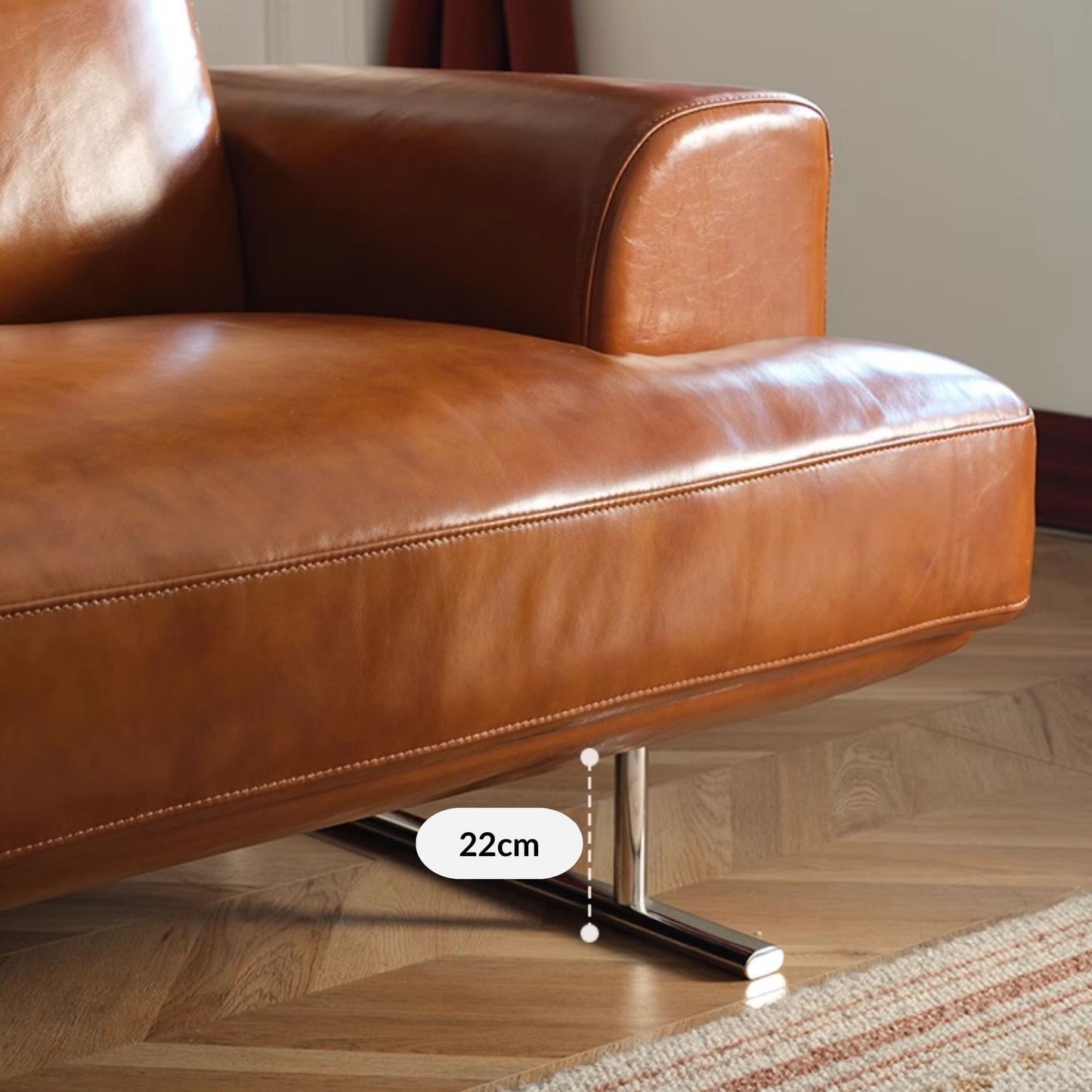 Charles half leather sofa brown