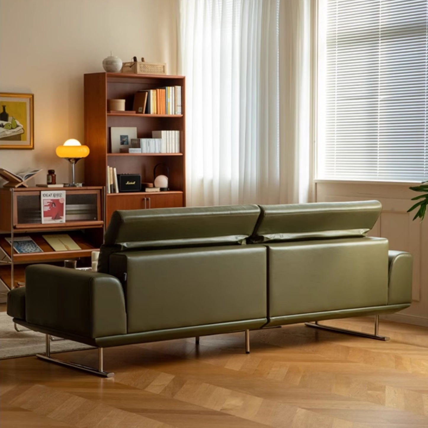 Charles faux leather sofa green