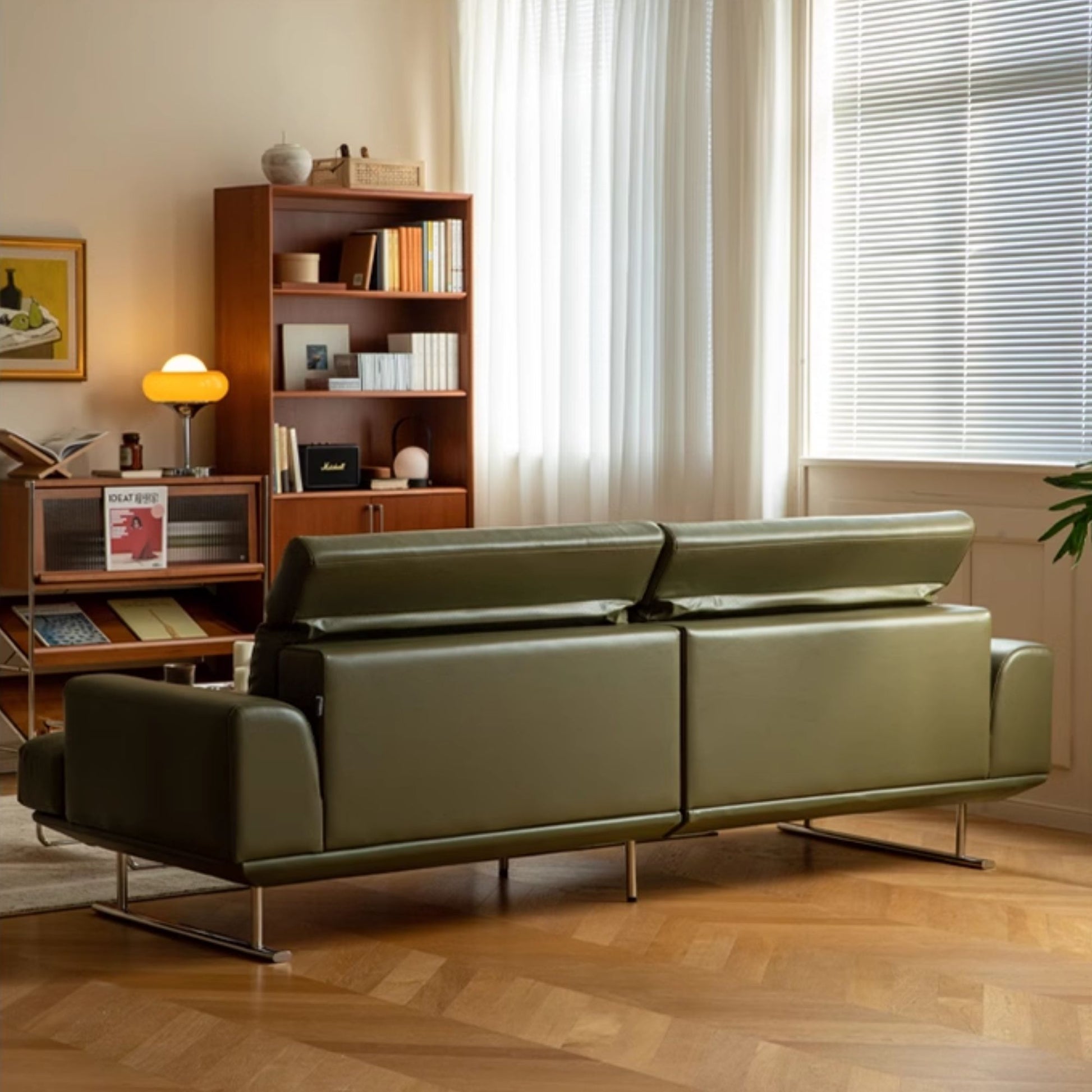 Charles faux leather sofa green