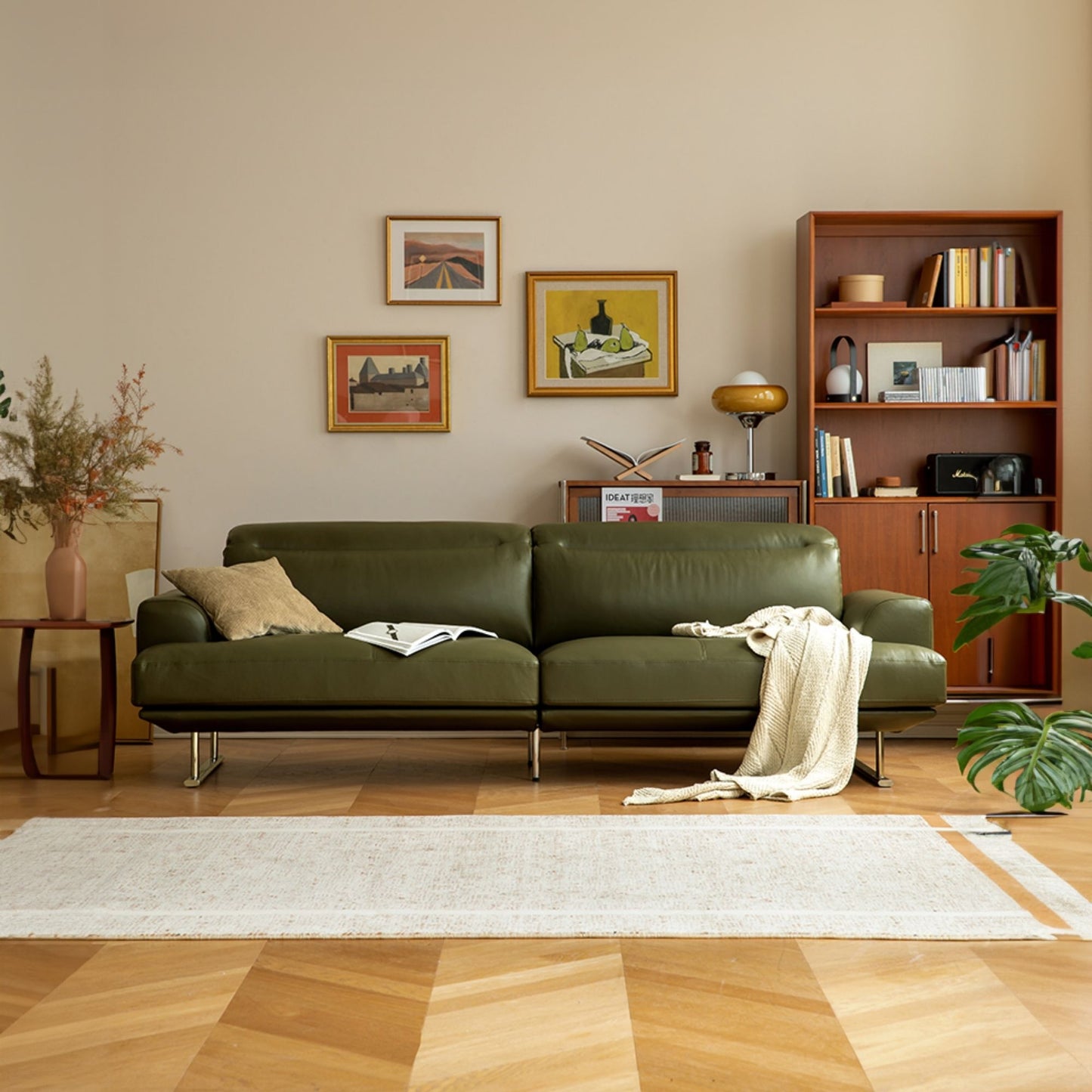 Charles faux leather sofa green