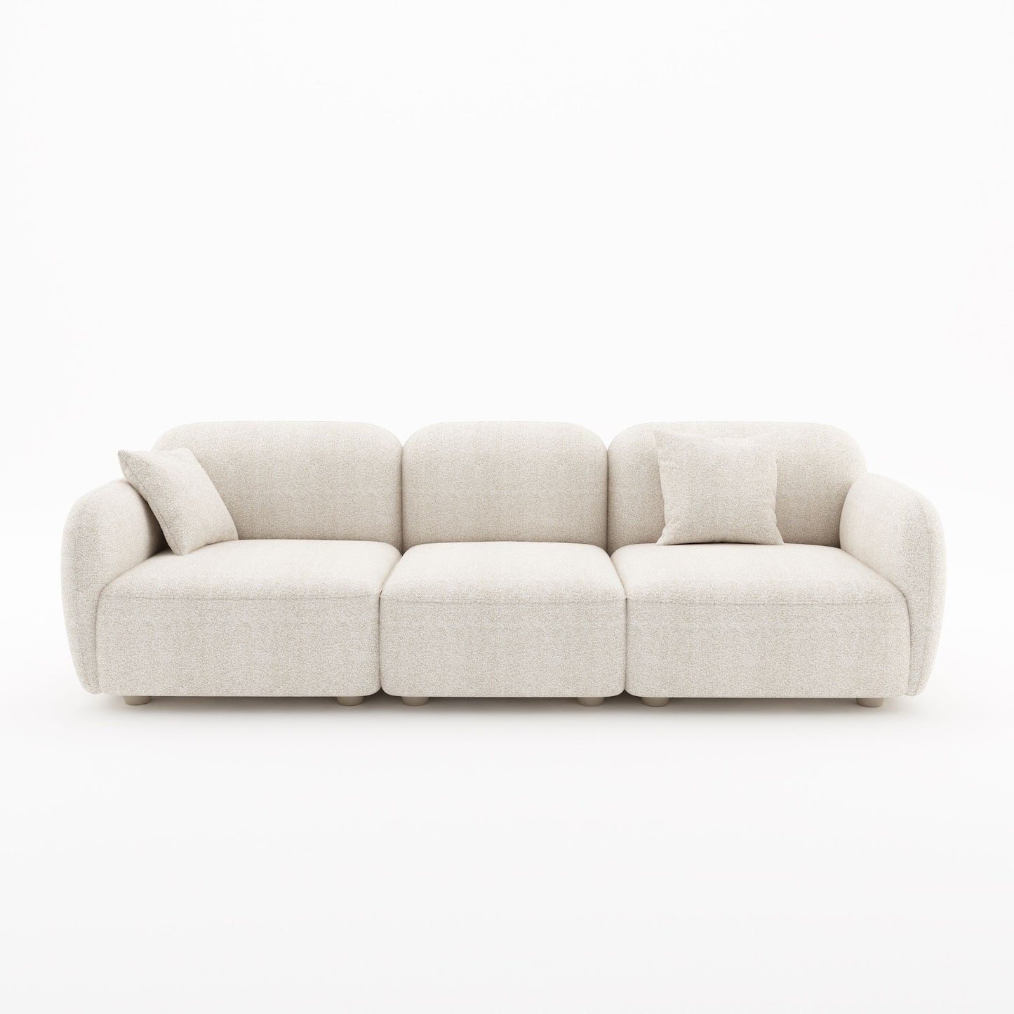 Charmy beige fabric 3 seat sofa