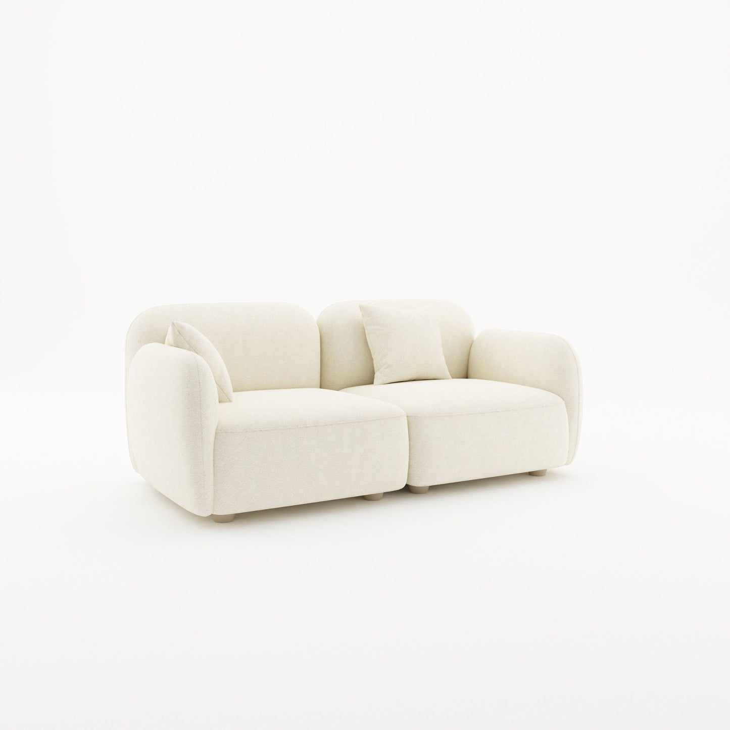 Charmy white fabric 2 seat sofa