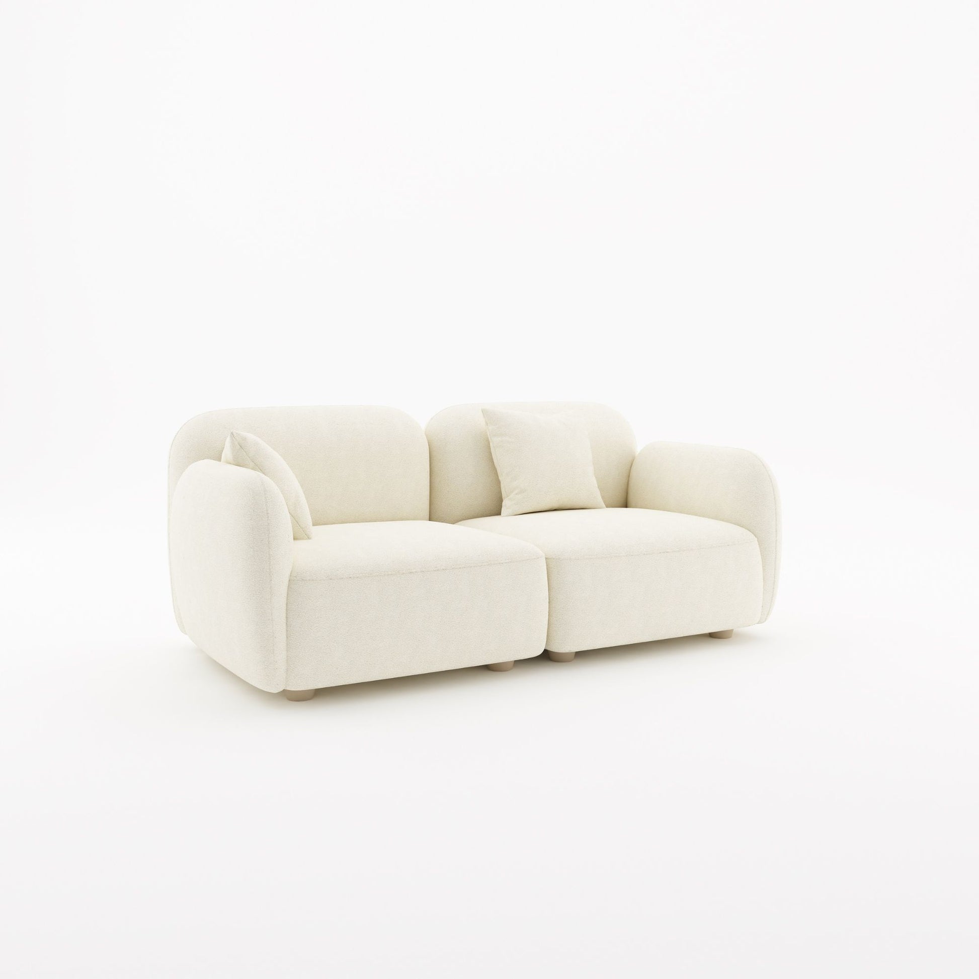 Charmy white fabric 2 seat sofa