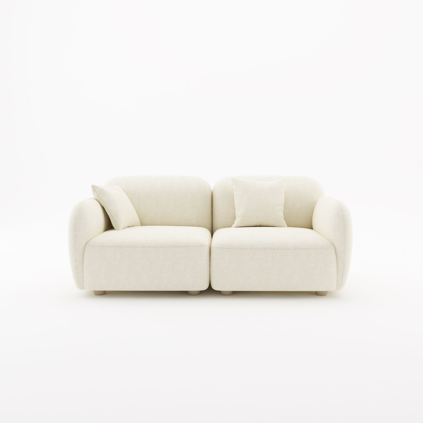 Charmy white fabric 2 seat sofa