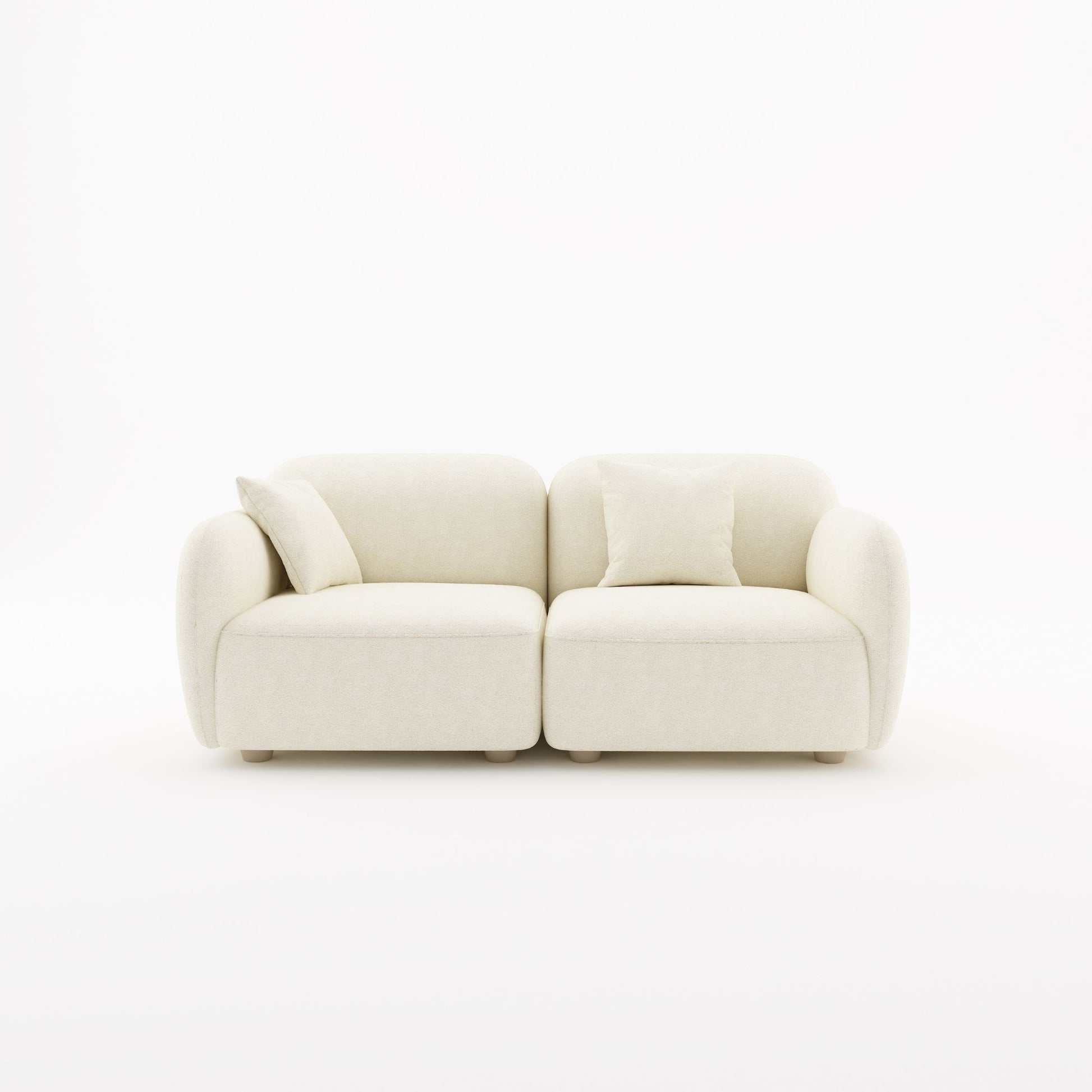 Charmy white fabric 2 seat sofa