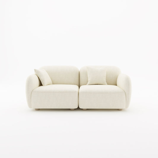 Charmy white fabric 2 seat sofa