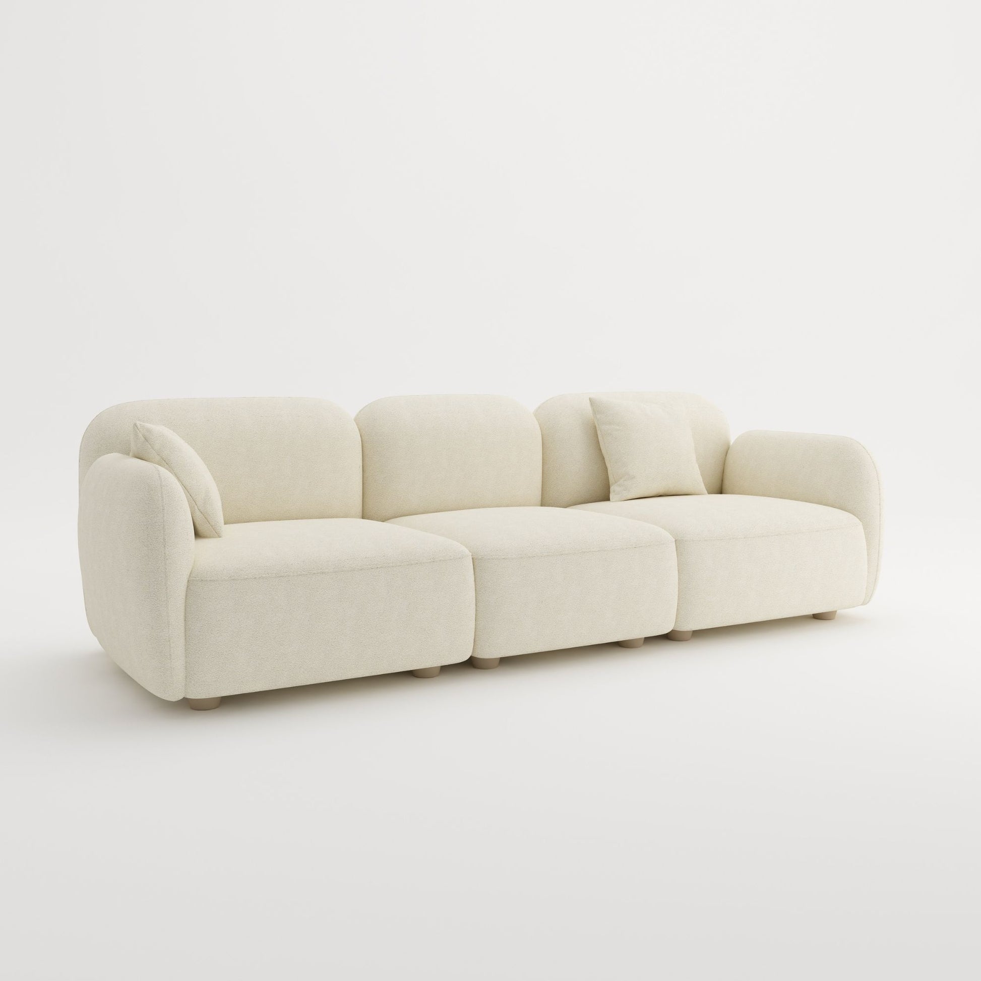 Charmy white fabric 3 seat sofa