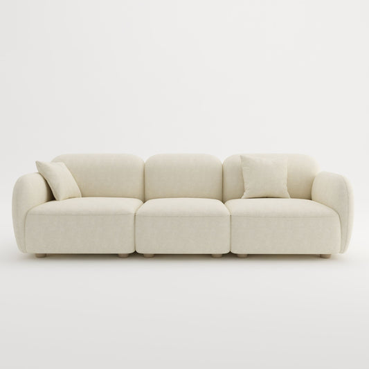 Charmy white fabric 3 seat sofa