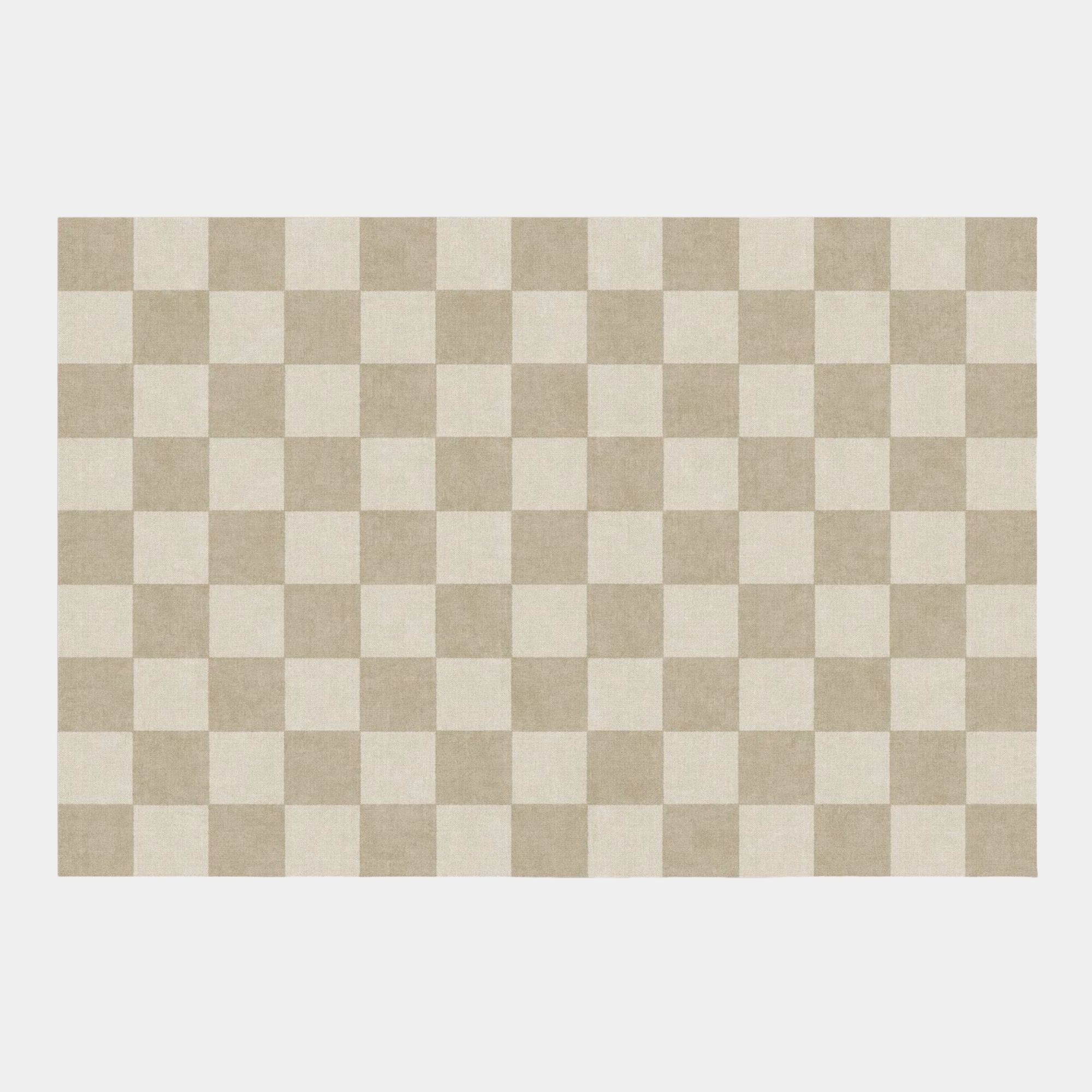 Checkered design beige coloured rug