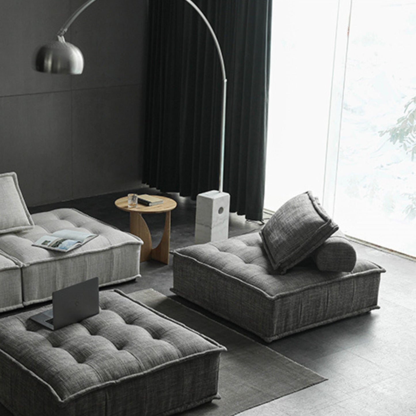 Chunk fabric chair grey