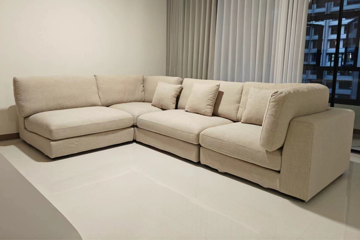 Claudia 300cm Beige (Toby 46) Fabric Sectional Sofa Emma | Oct 24