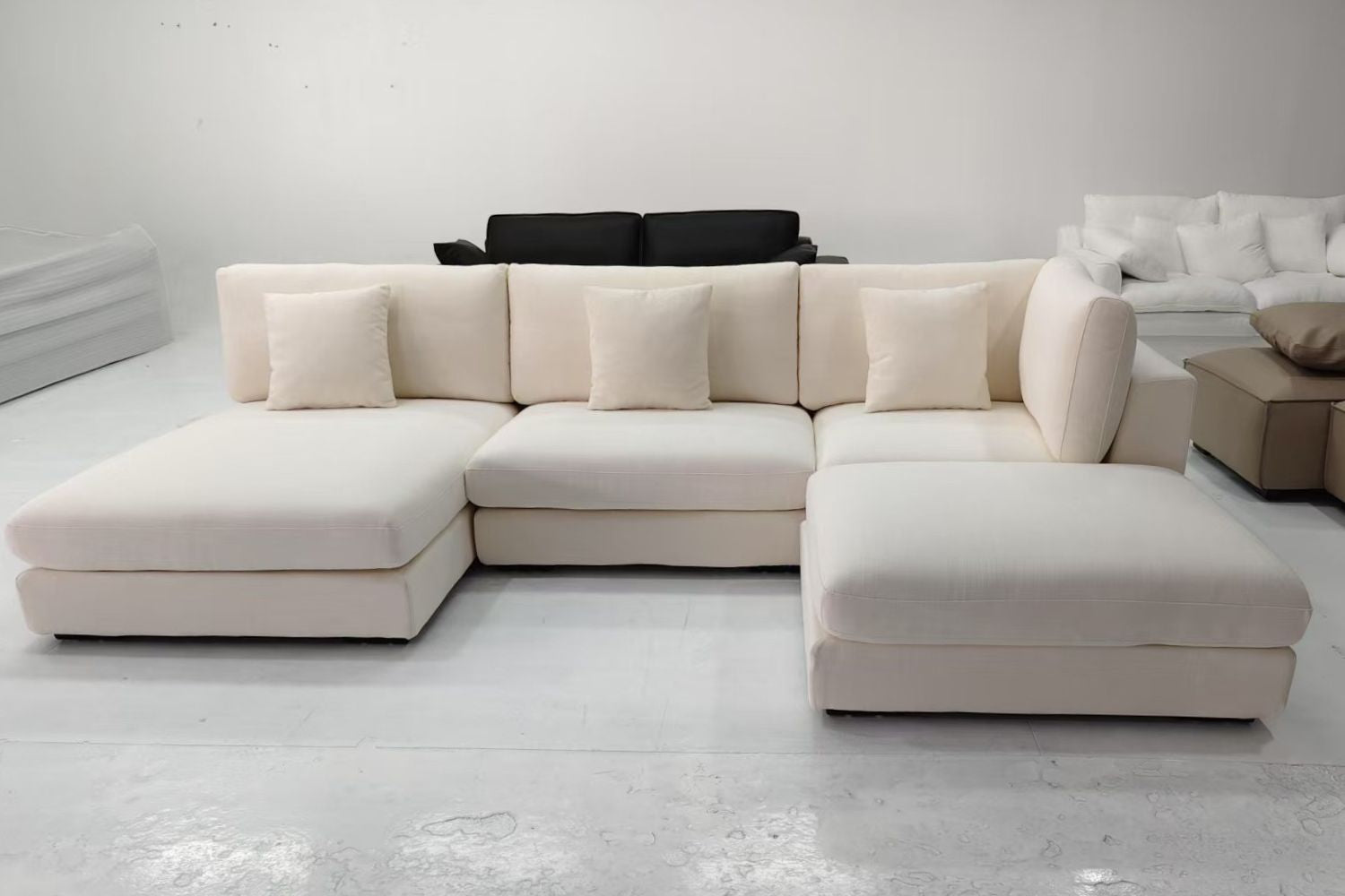 Claudia 300cm White Fabric Sectional Sofa Ken | May 25