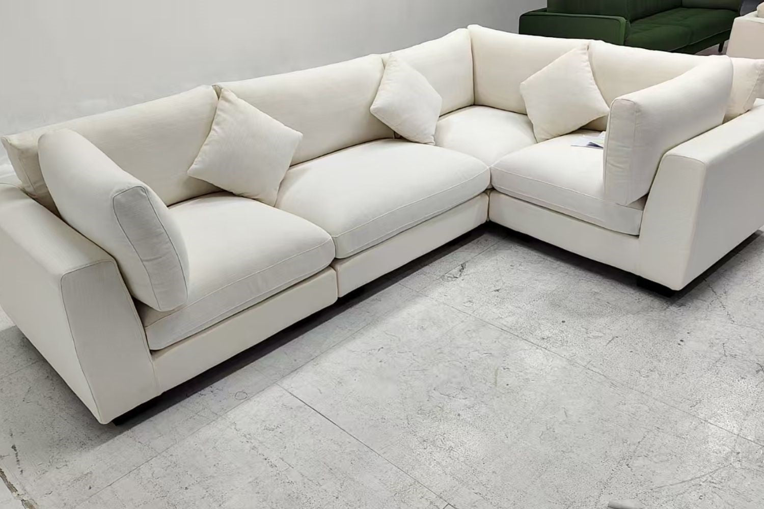 Claudia 300cm White (Toby 02) Fabric Sectional Sofa Ishan | Jan 25