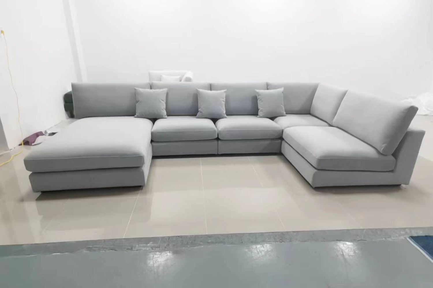 Claudia 360cm Light Grey (Furla 92) Fabric Sectional Sofa