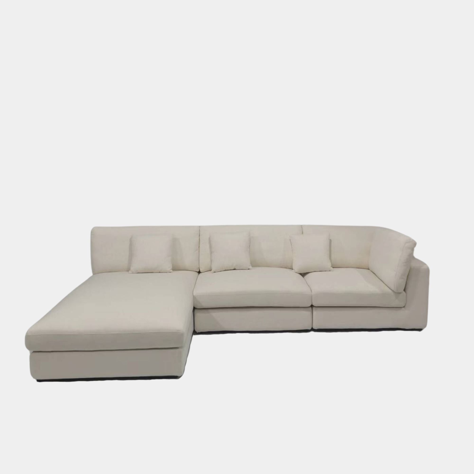 Claudia Fabric L Shape Sectional One Arm Sofa