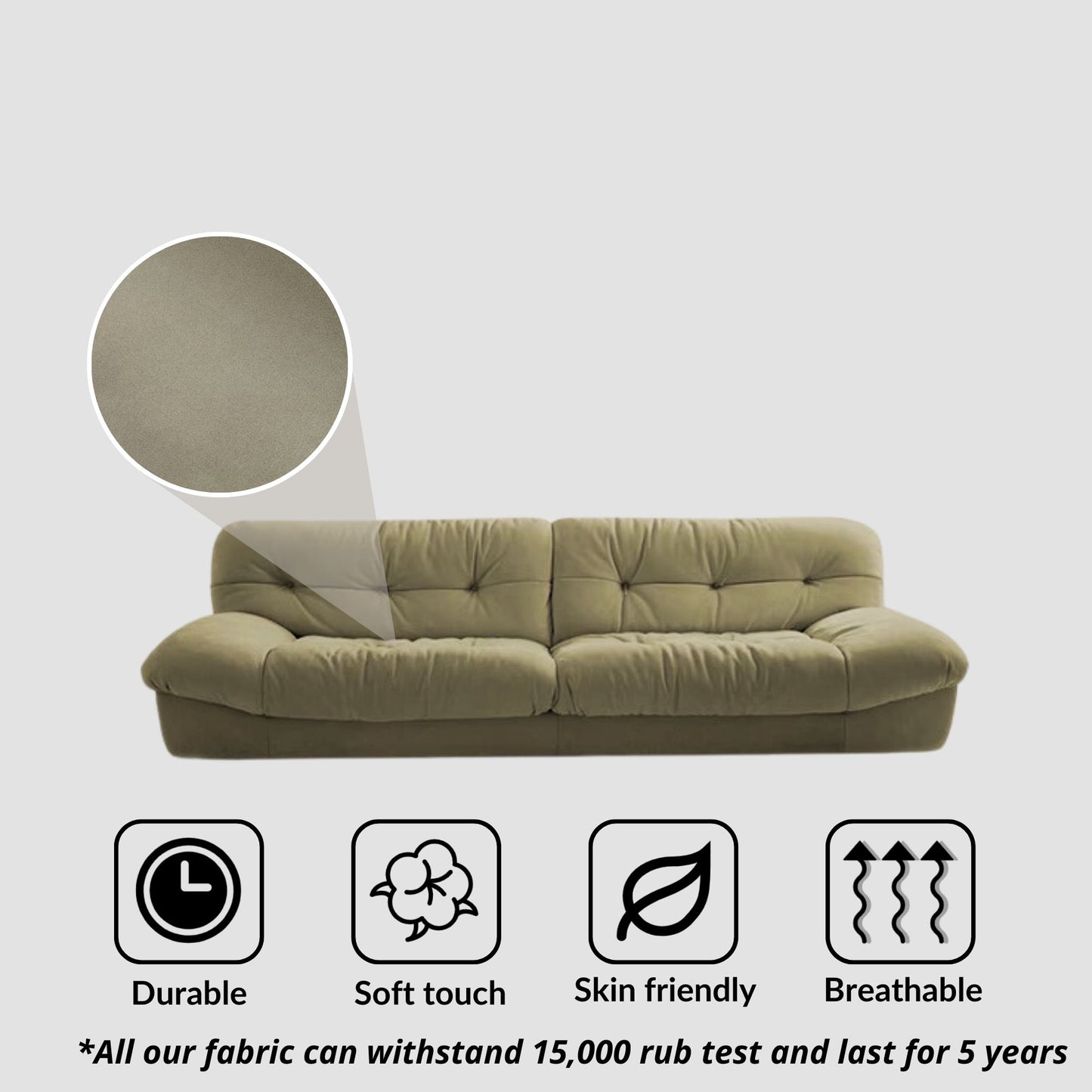 Clora fabric sofa green