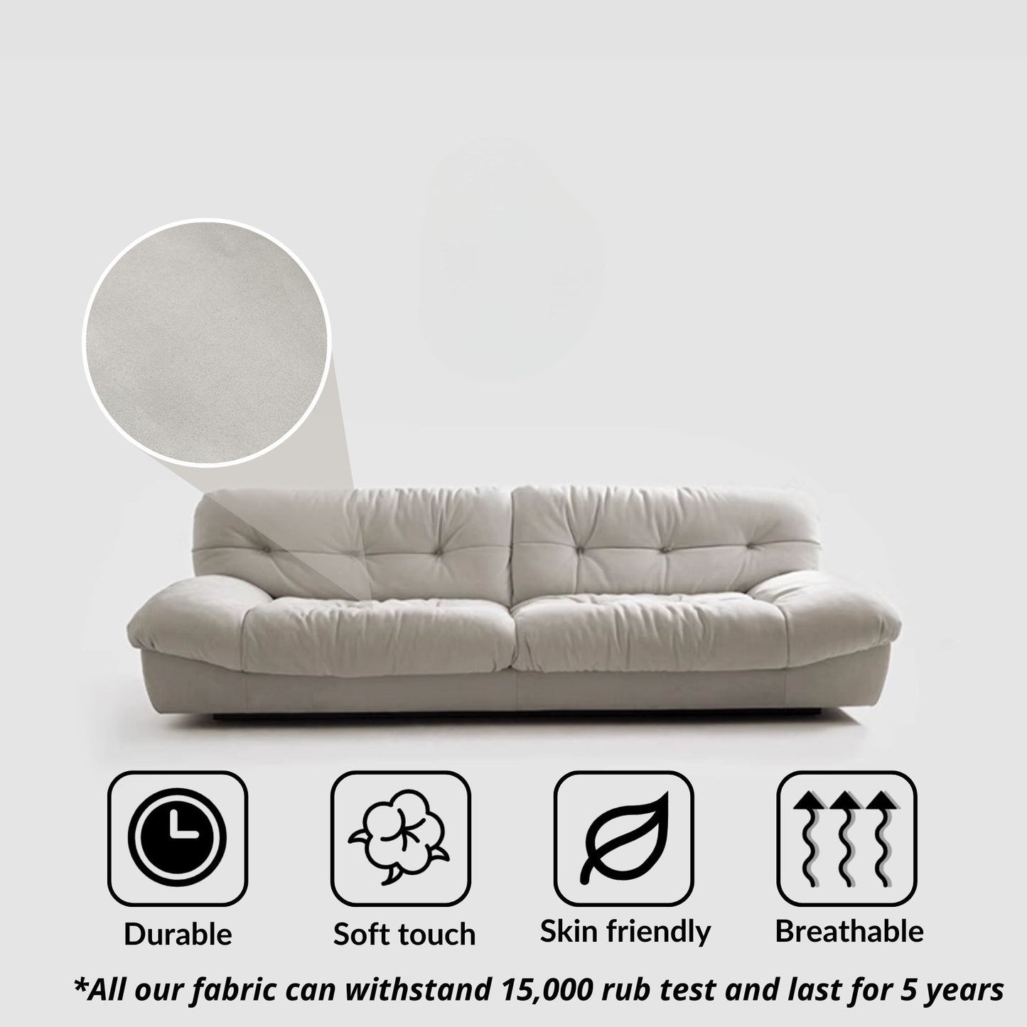 Clora fabric sofa white