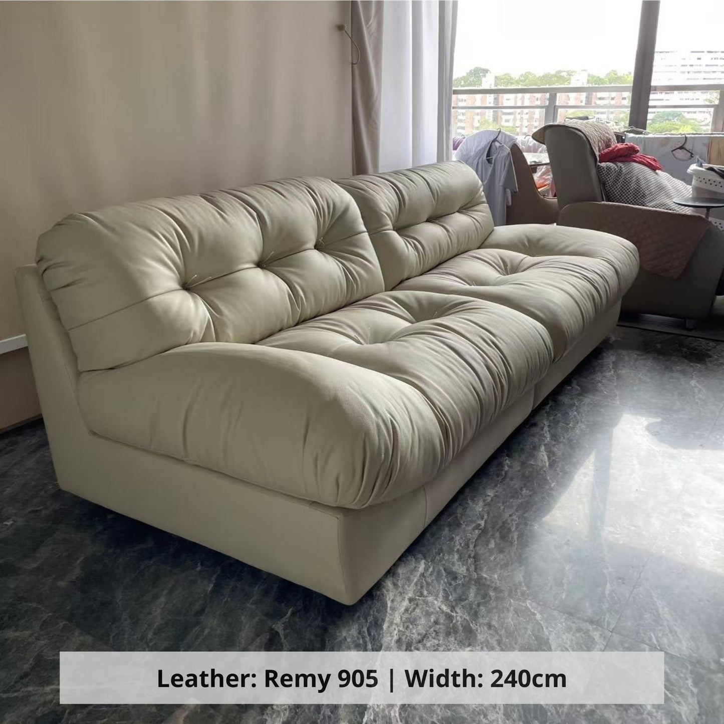 Clora 3 seater beige half leather sofa sample (Other)