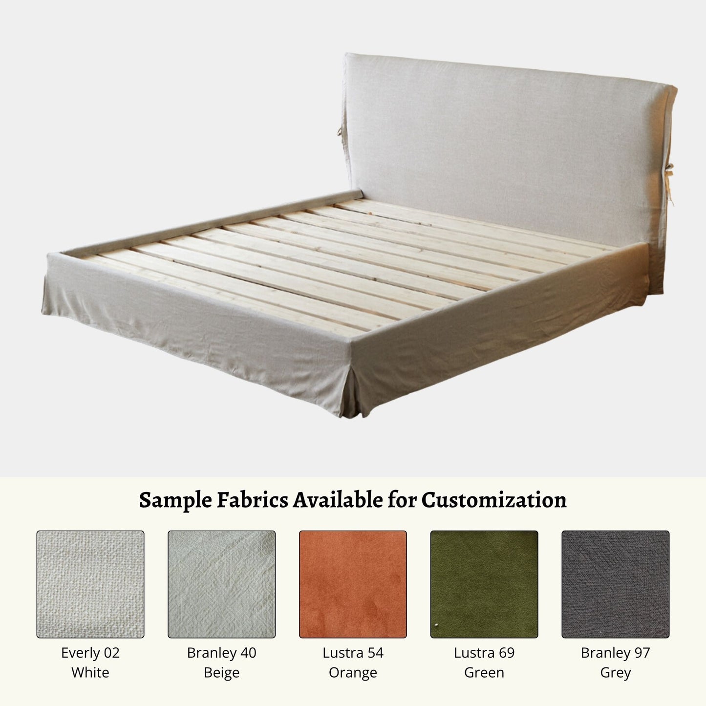 Cloud white fabric bed frame fabric customizable sample options (Other)