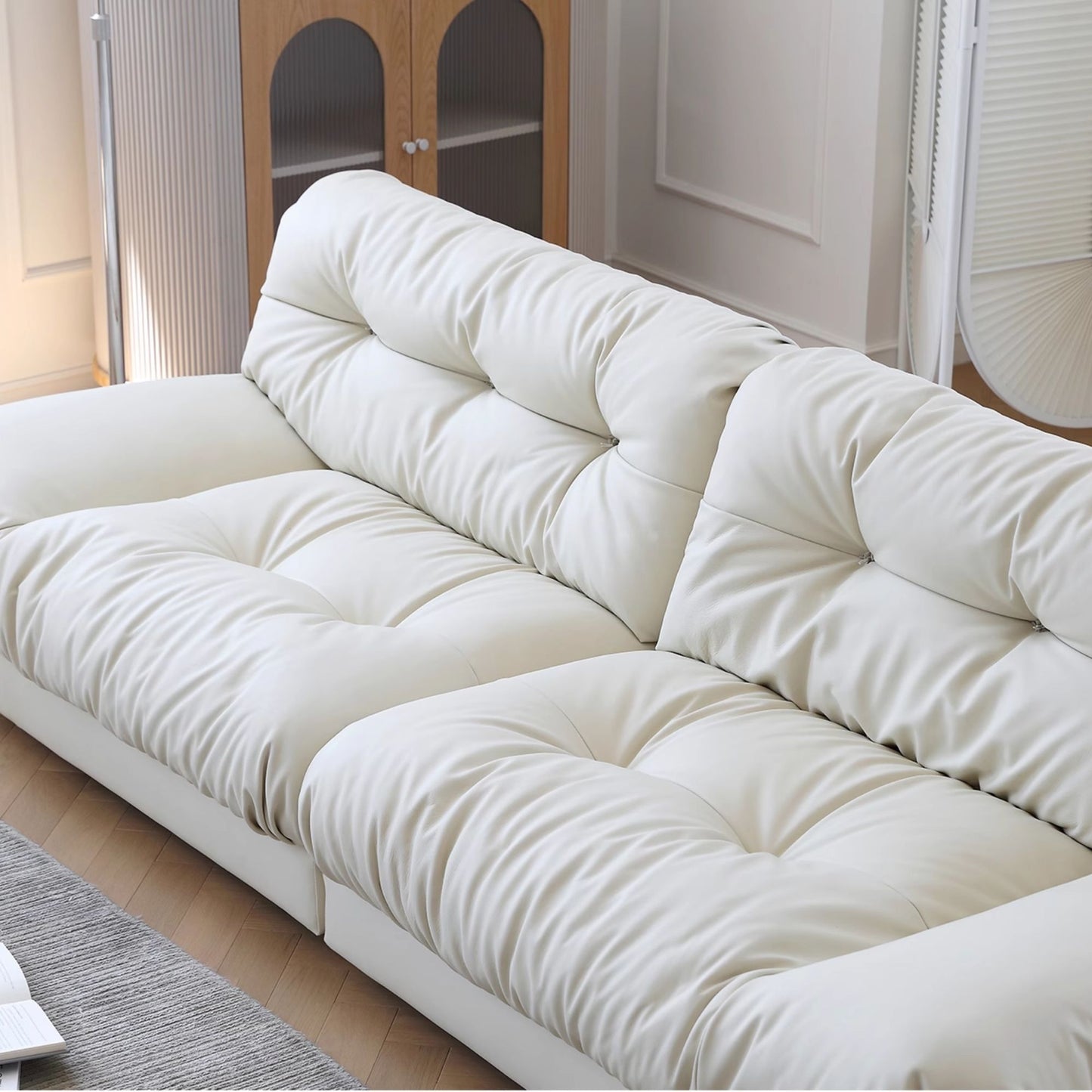 clora full leather sofa white