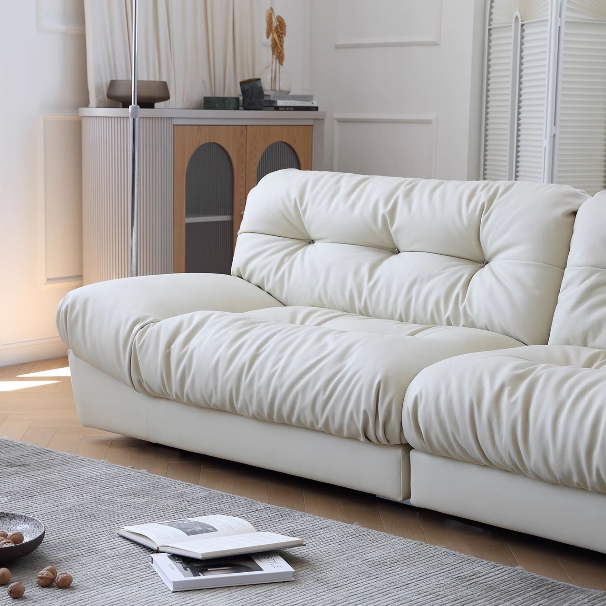 clora half leather sofa white