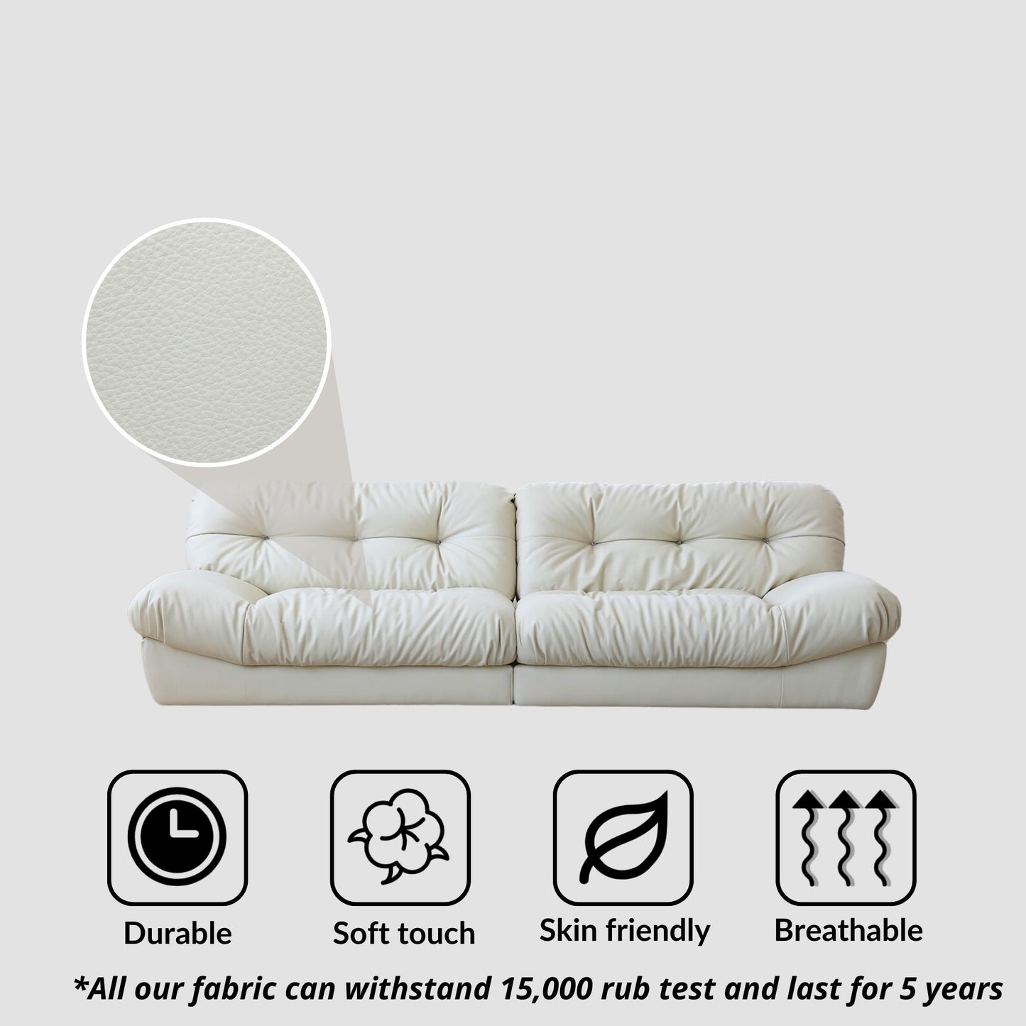 clora half leather sofa white