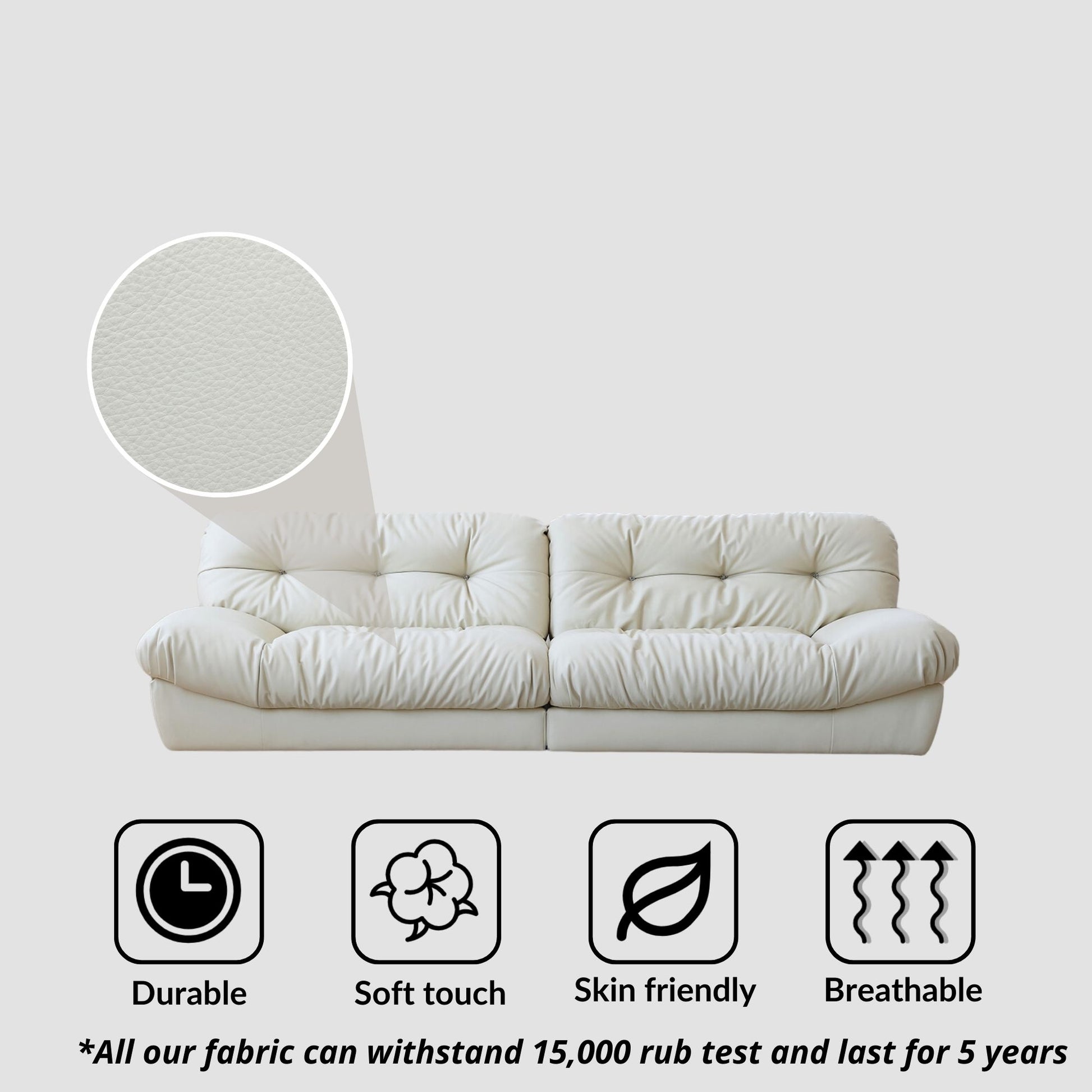 clora half leather sofa white