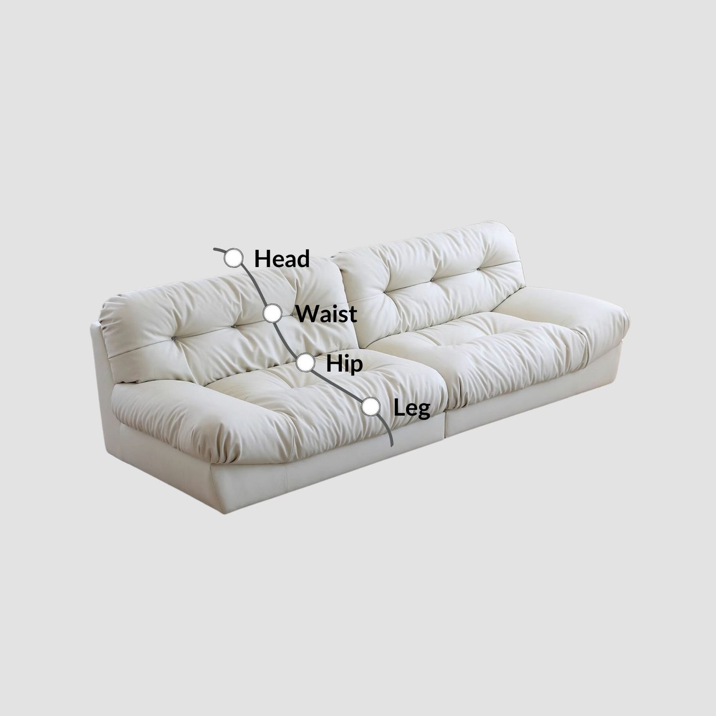 clora half leather sofa white
