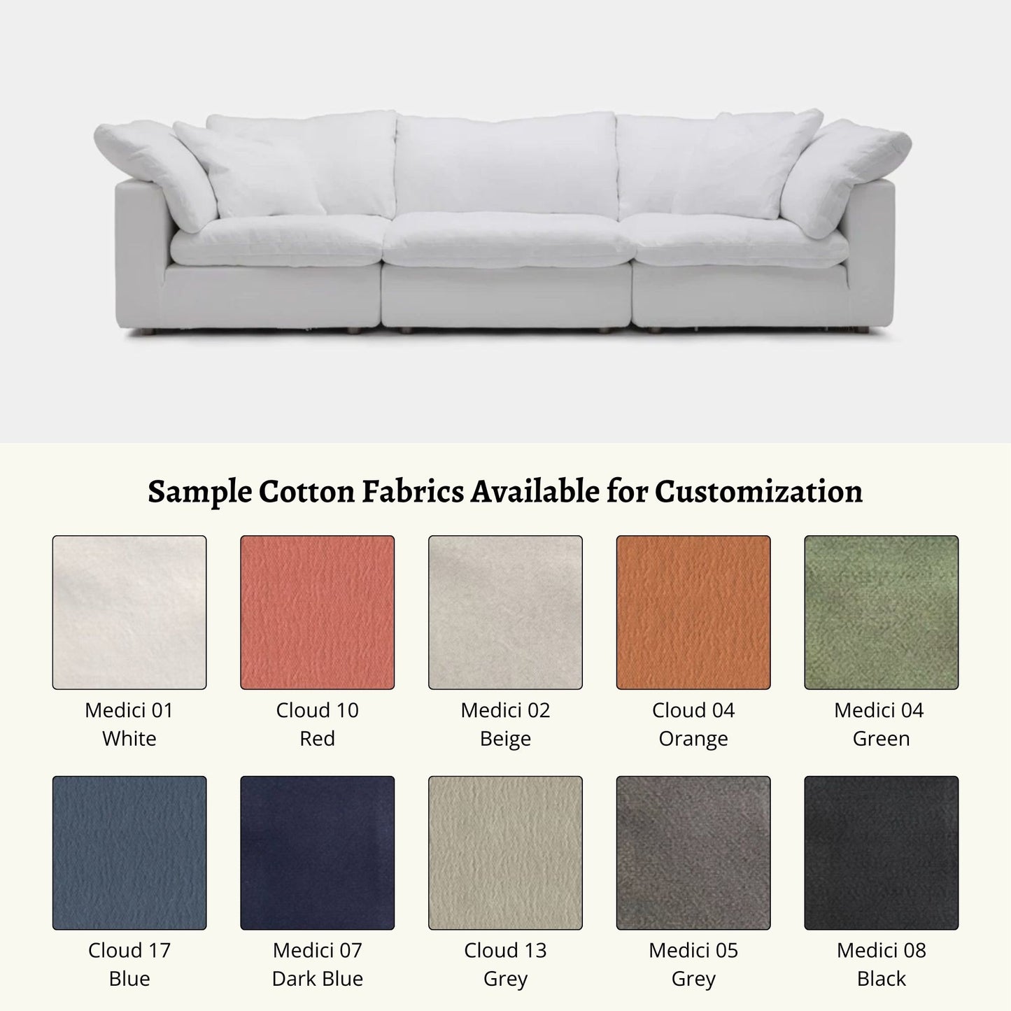 Cloud sofa blended cotton fabric customization (Other)