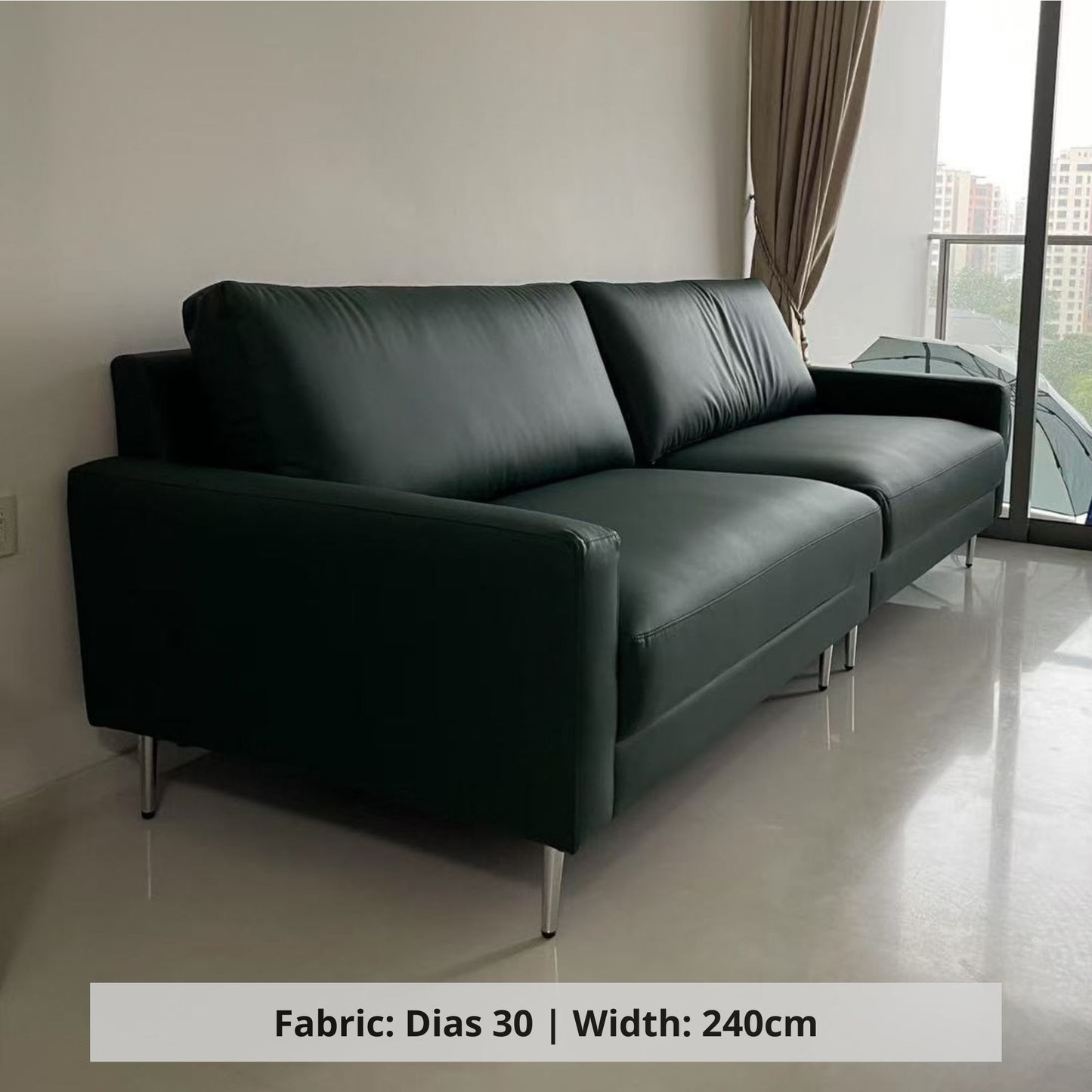 Coach 3 seater dark green pet friendly vegan leather sofa sample (Other)