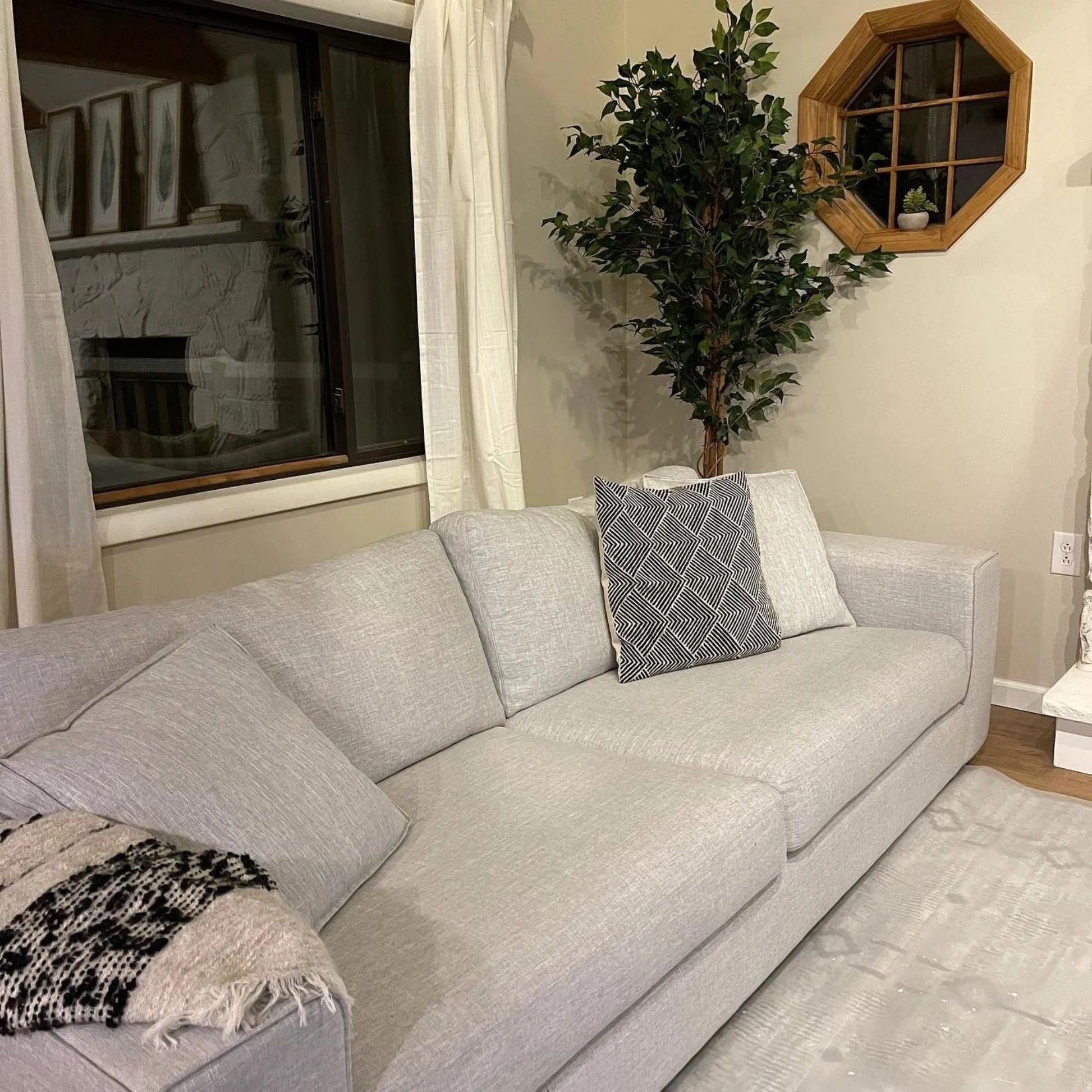 coastal grey fabric sofa