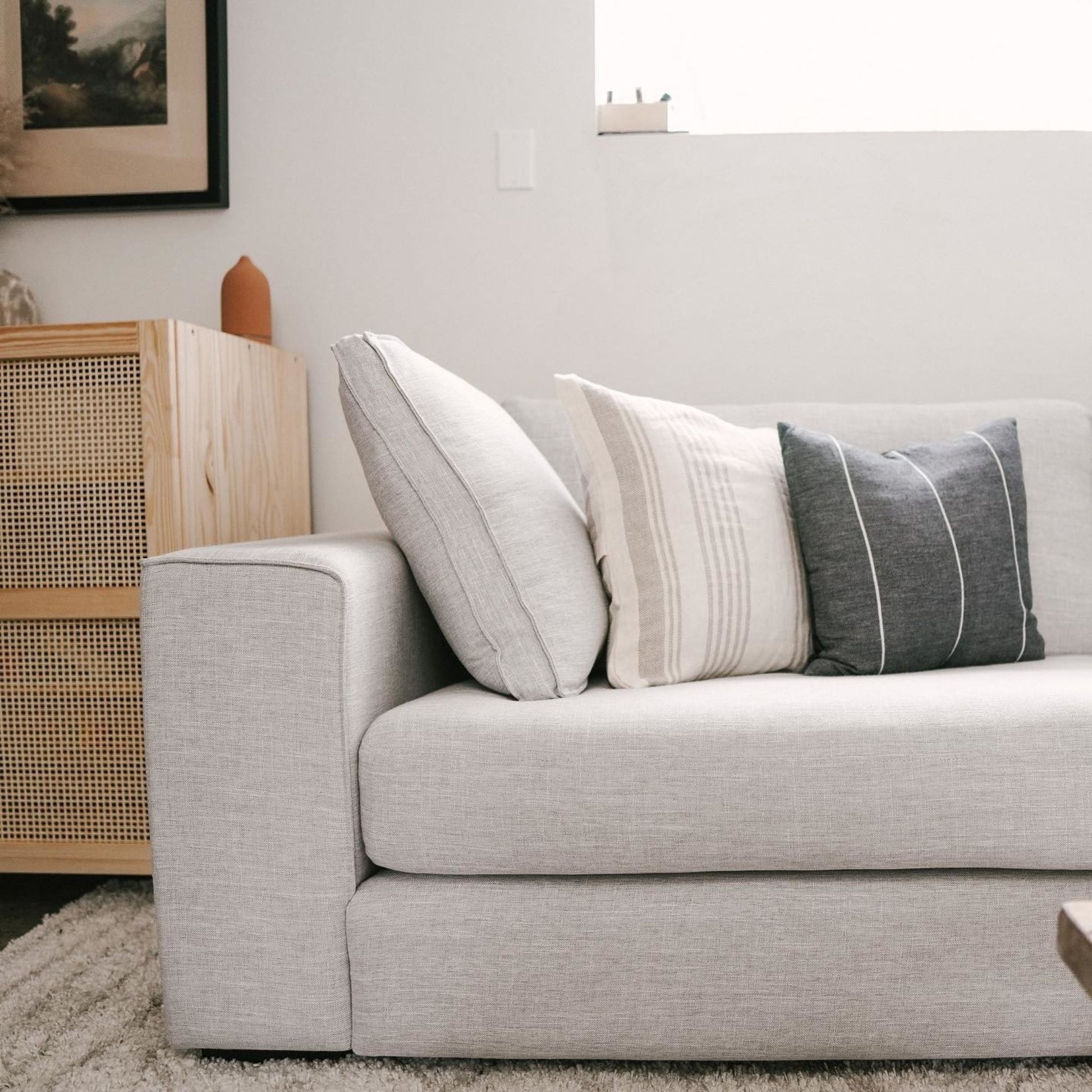 coastal grey fabric sofa