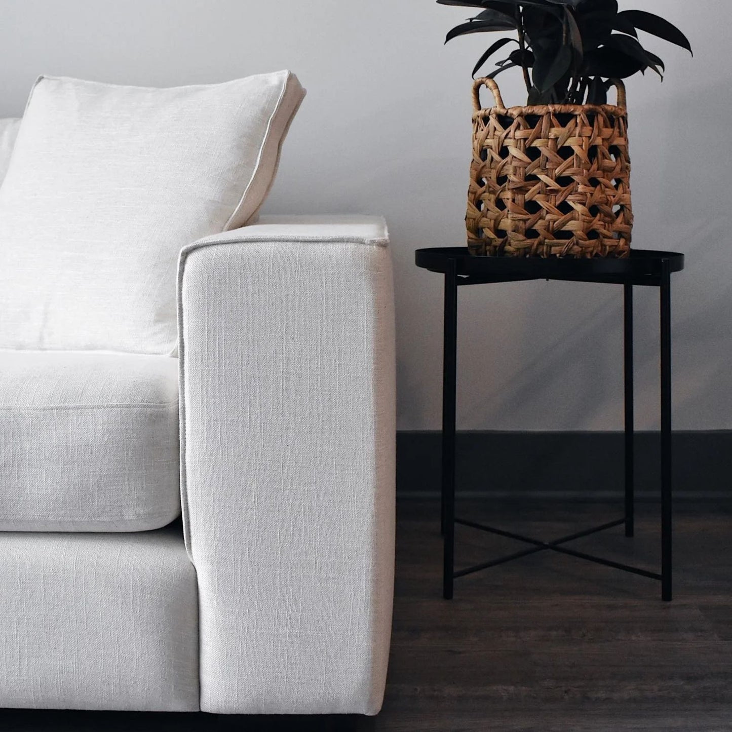 coastal white fabric sofa